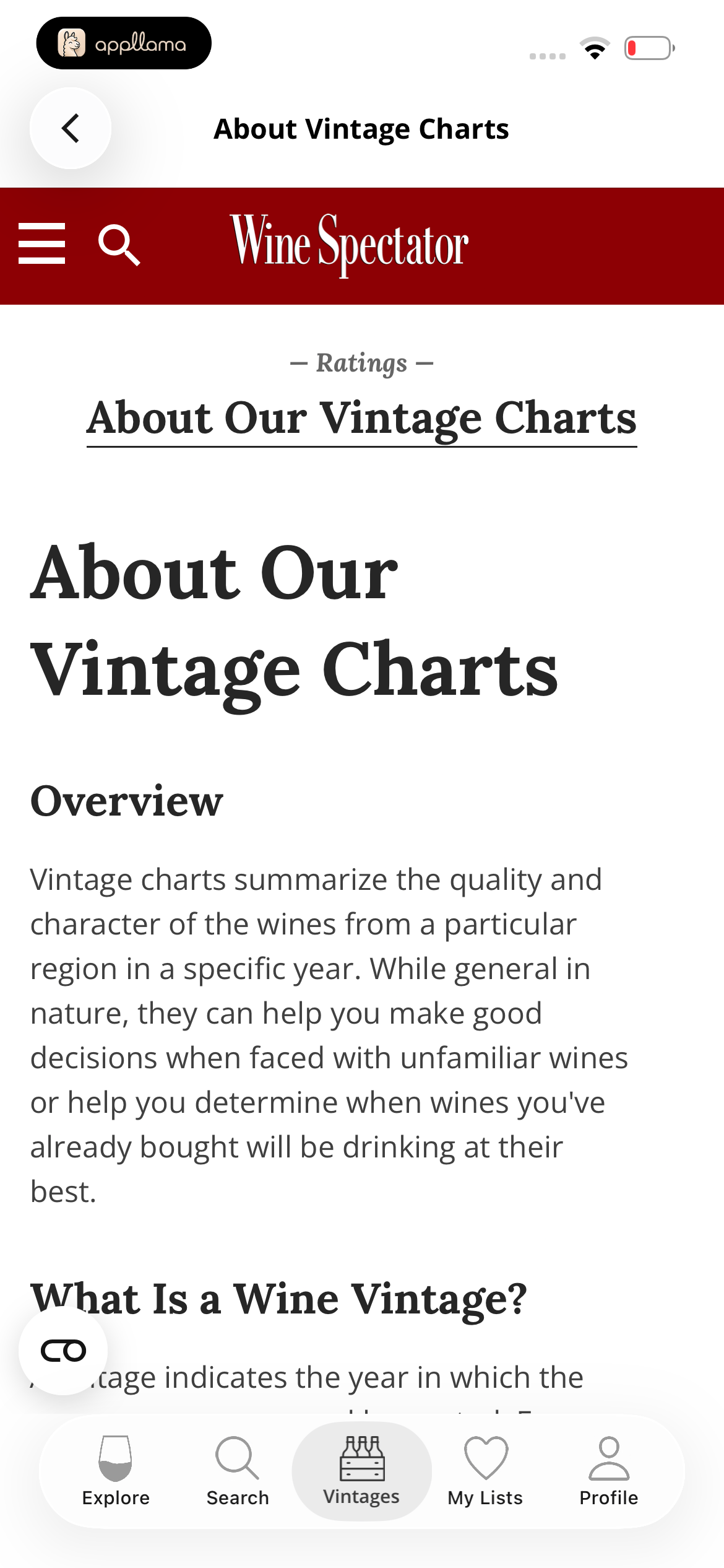 Vintage Charts Guide