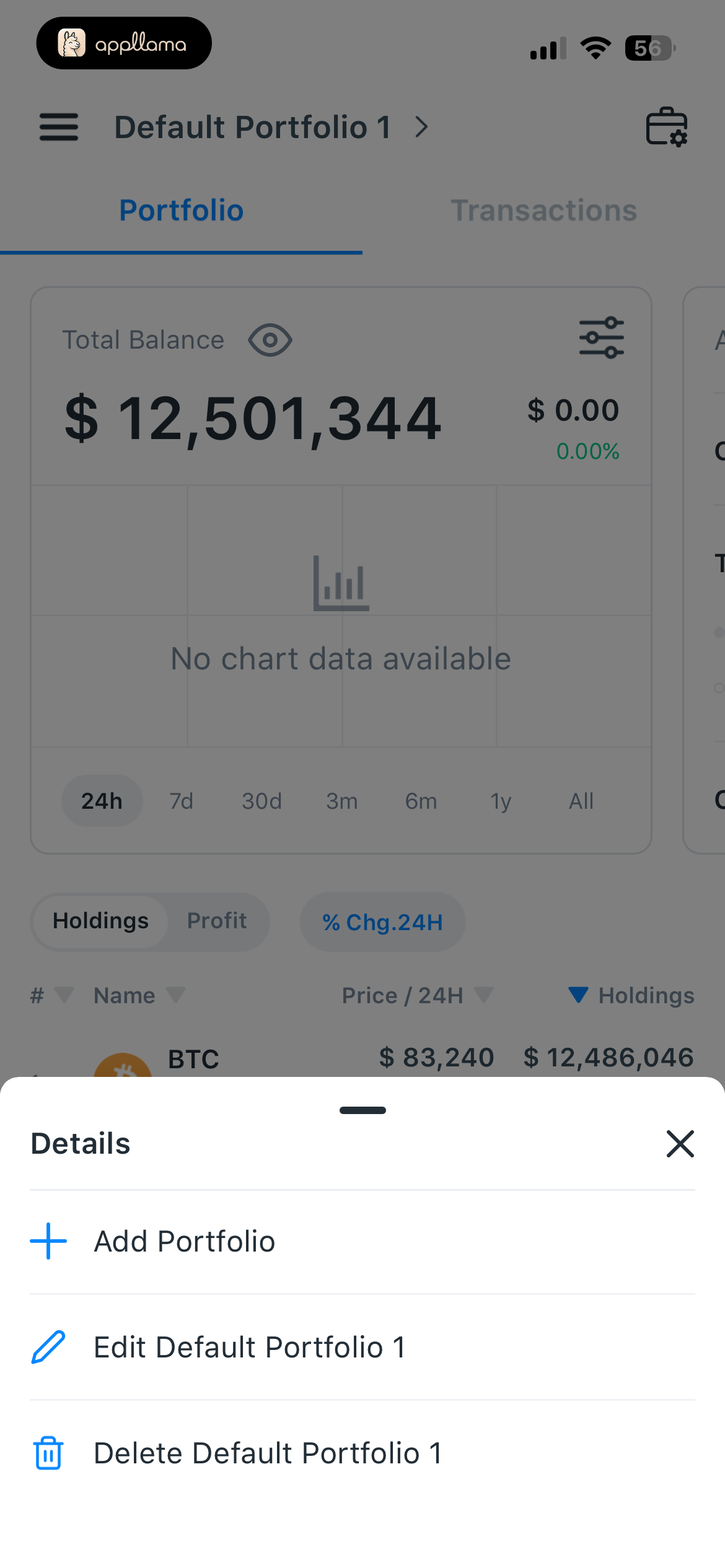 Portfolio Options Sheet