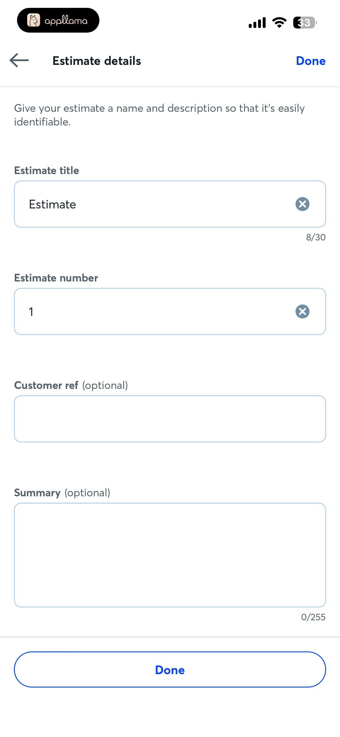 Edit Estimate Details
