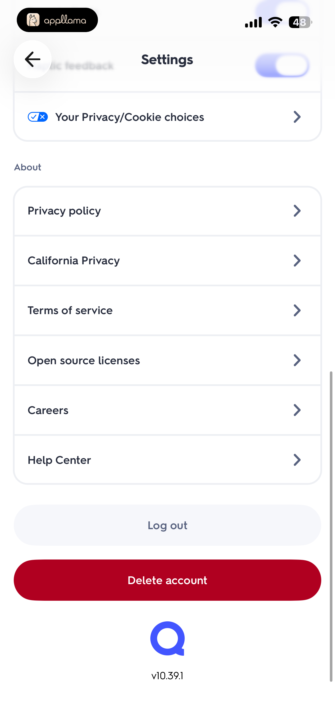 Settings Legal