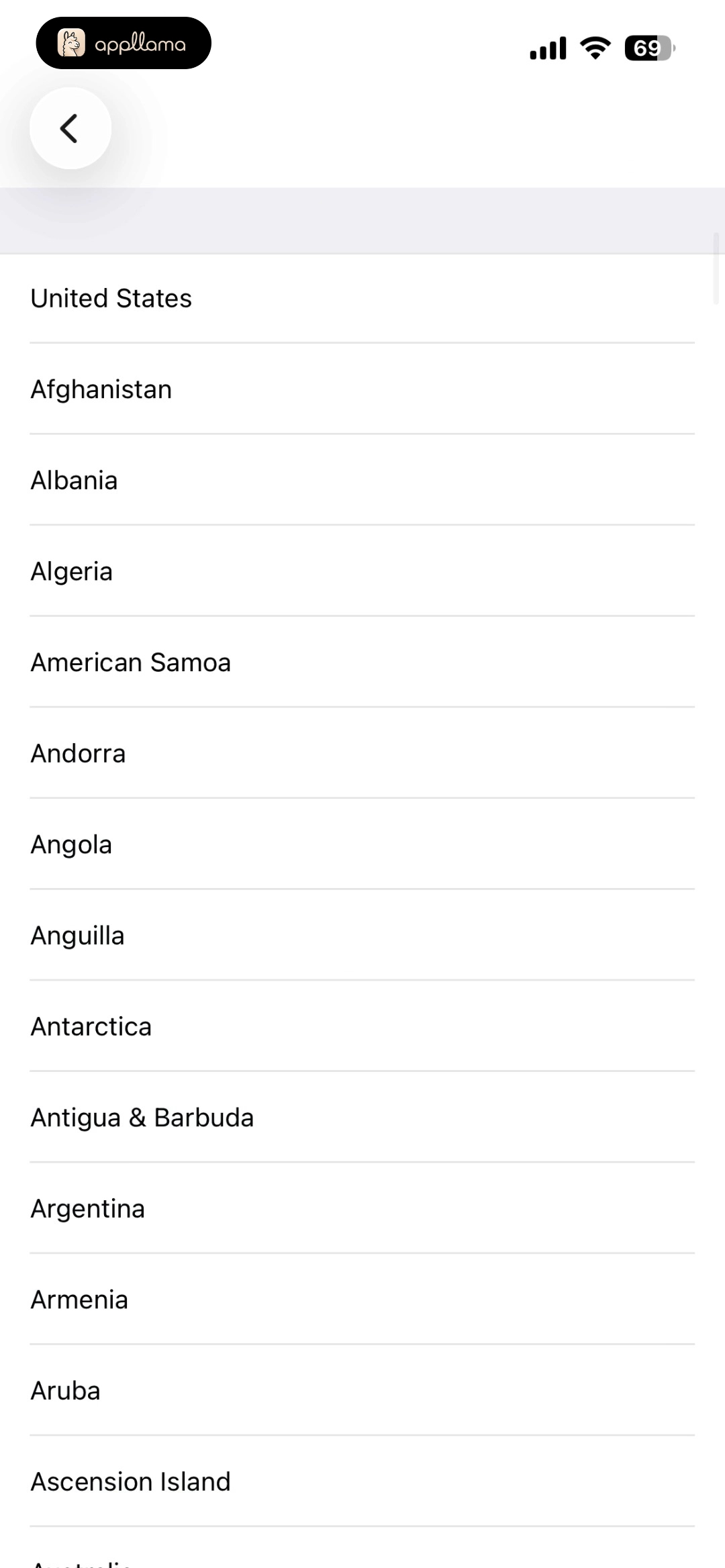 Country Selection