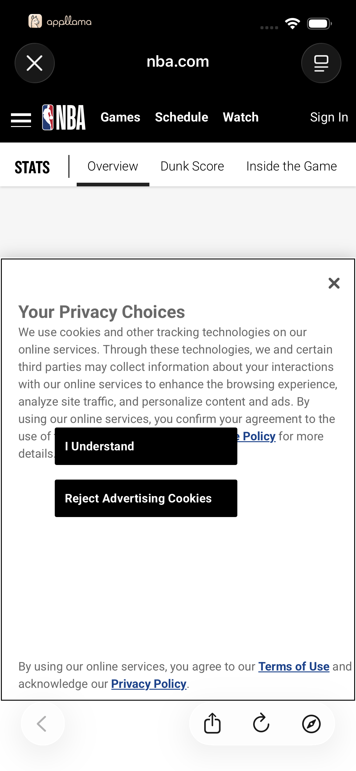 Privacy Choices Modal