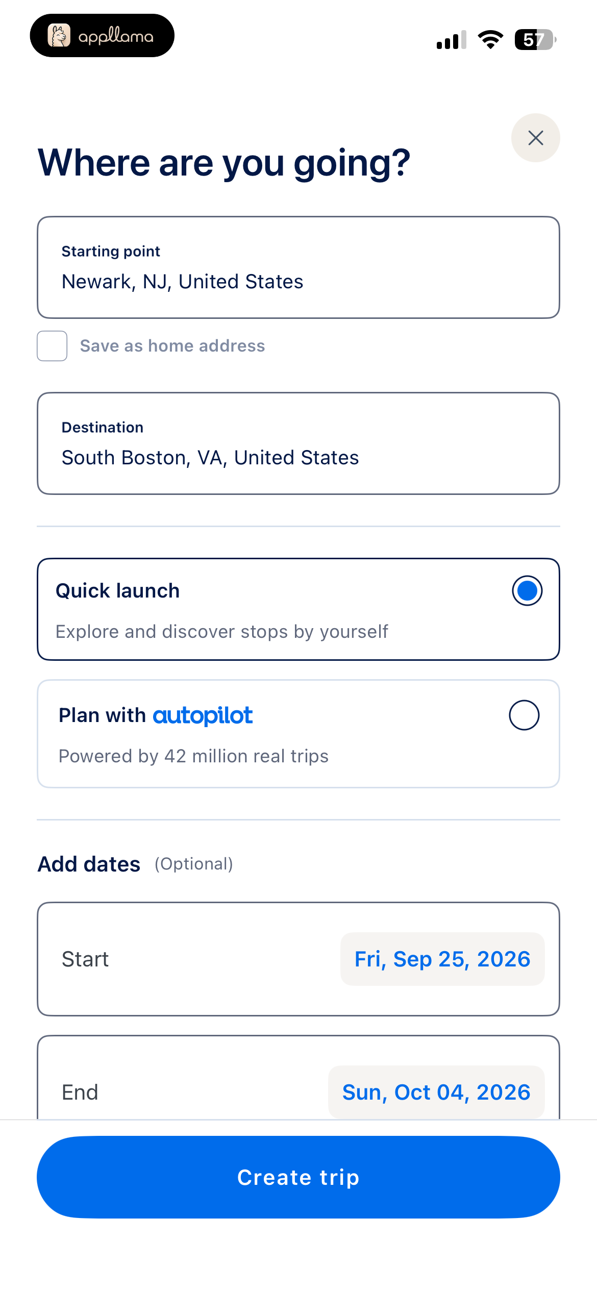 Create Trip