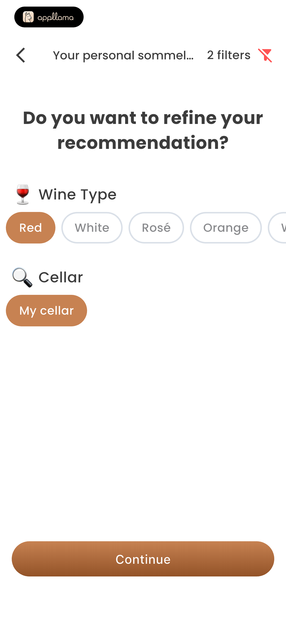 Sommelier Preference Filters