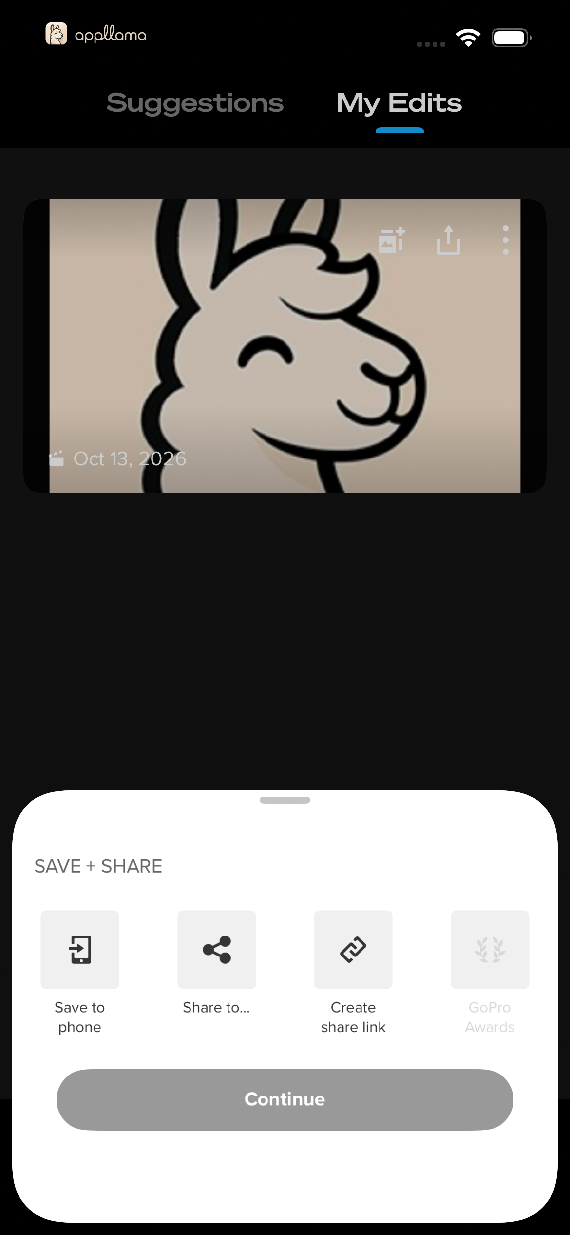 My Edits Share Options