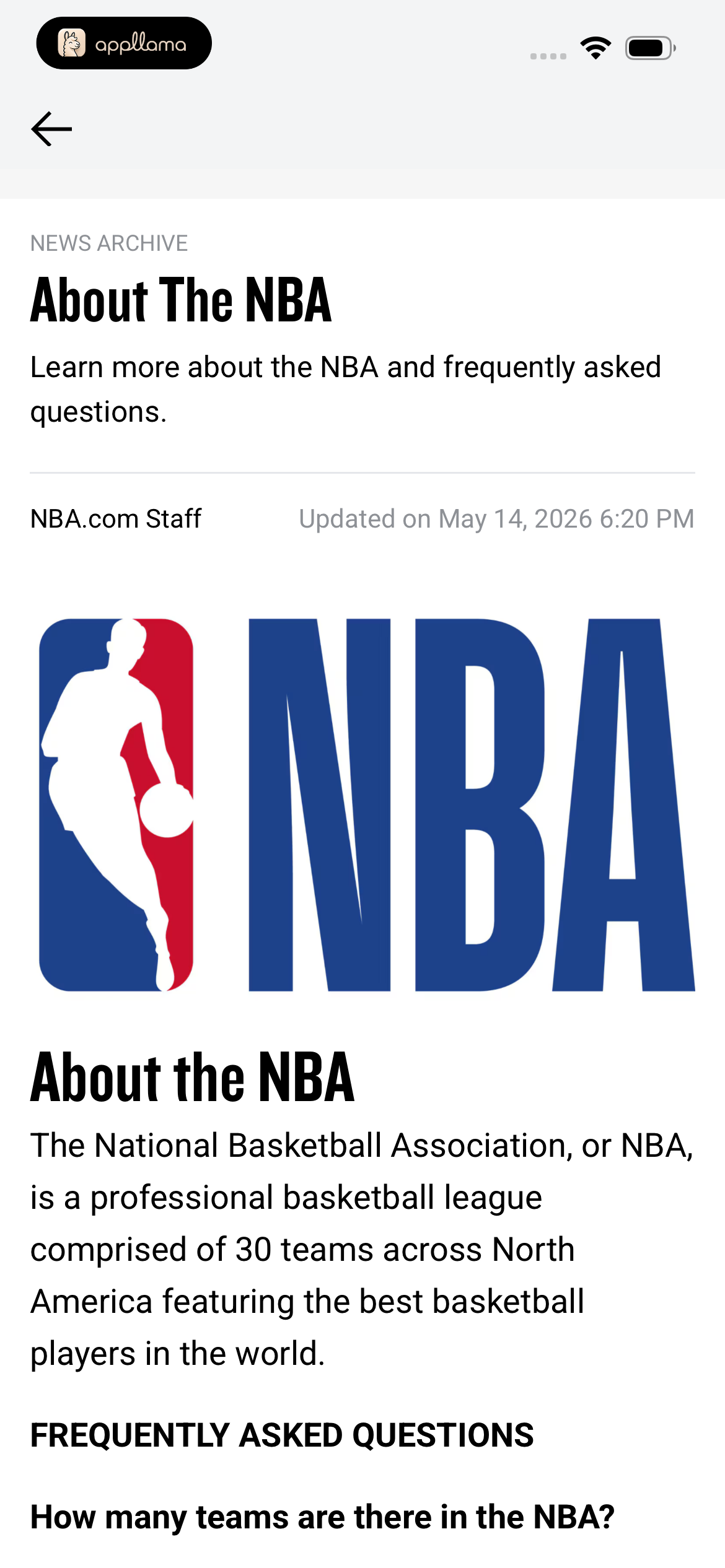 About The NBA