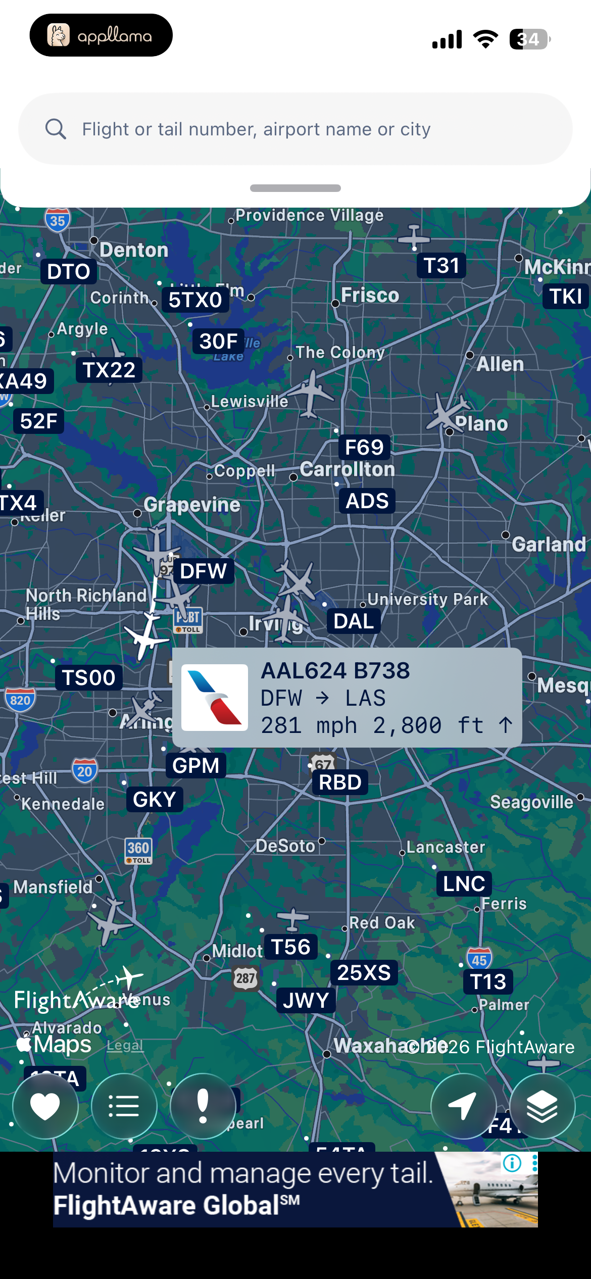 Flight Map Selection
