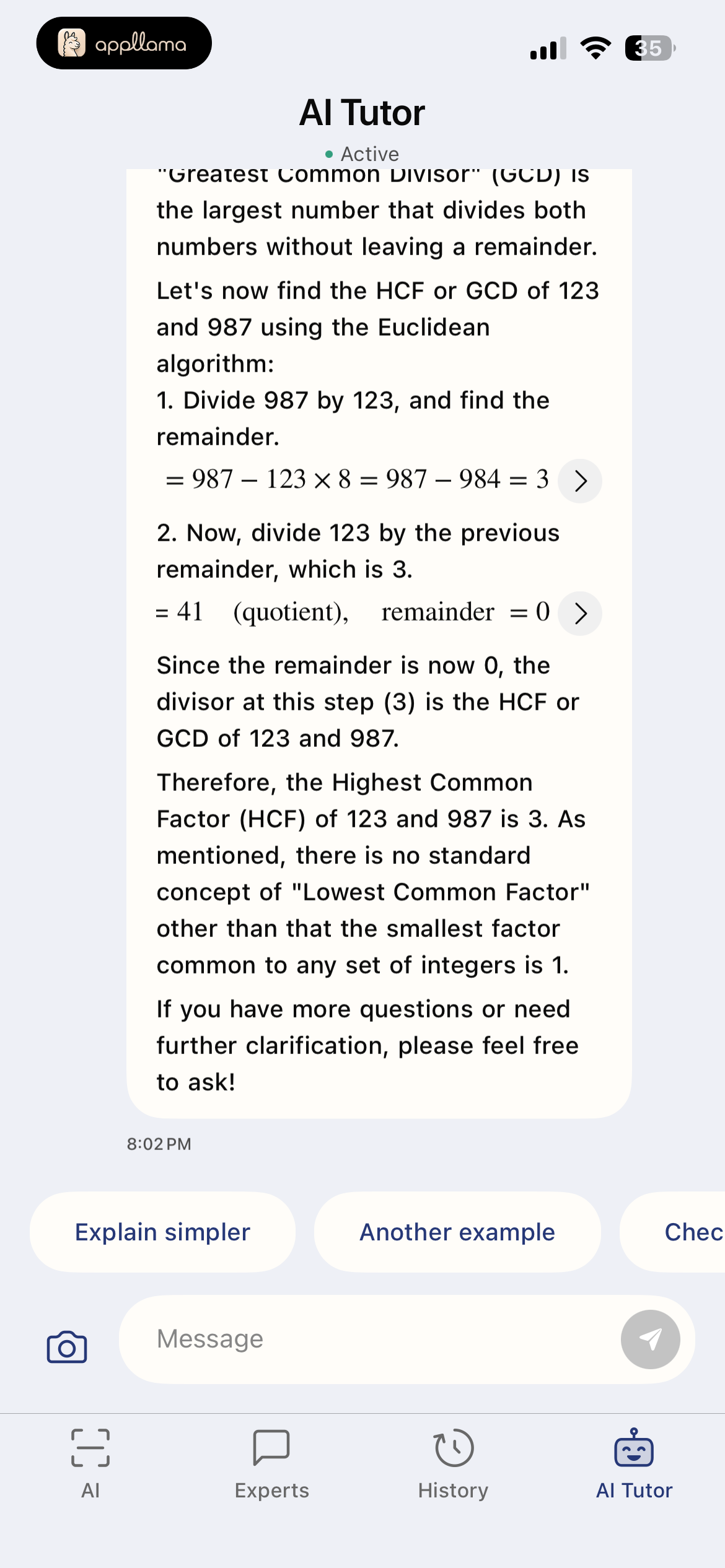 AI Tutor Conversation