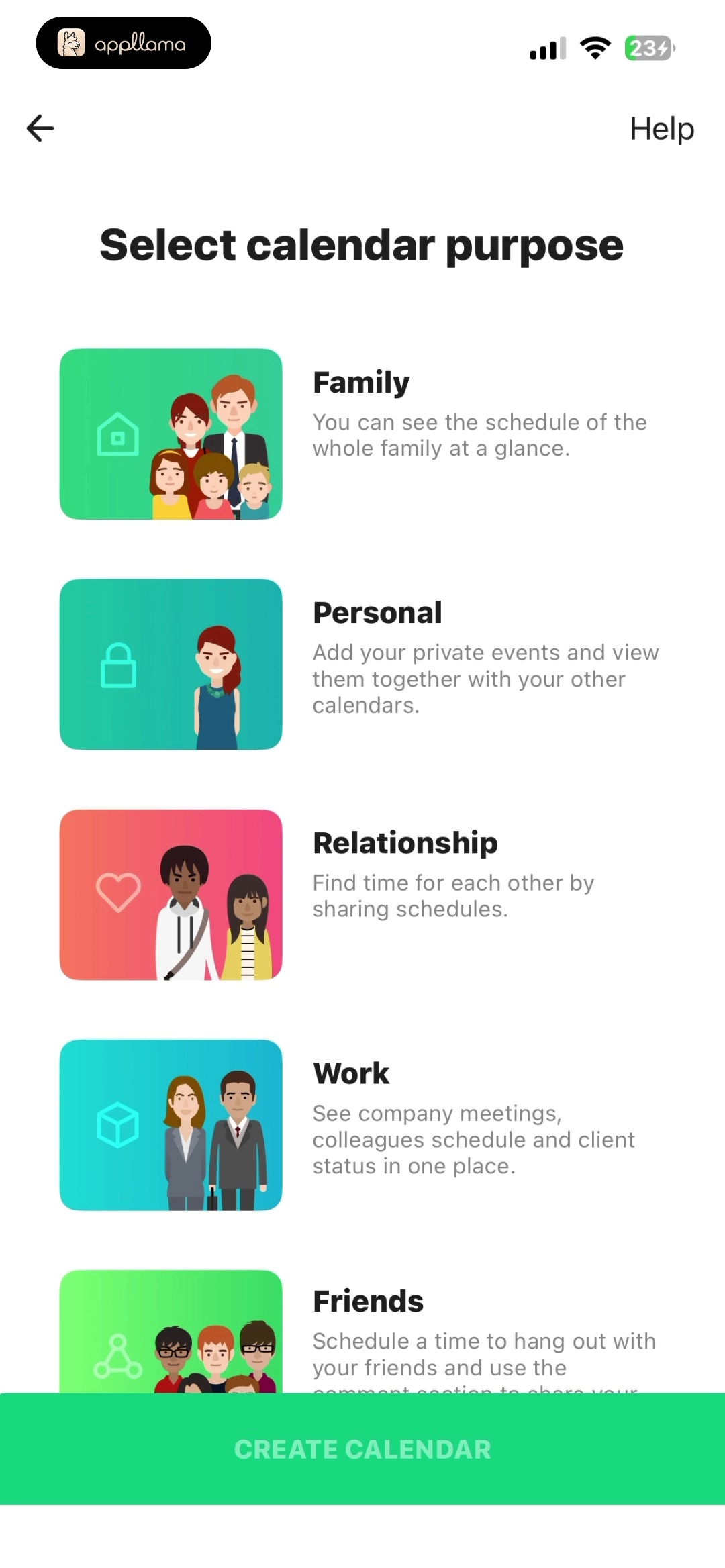 Select Calendar Purpose