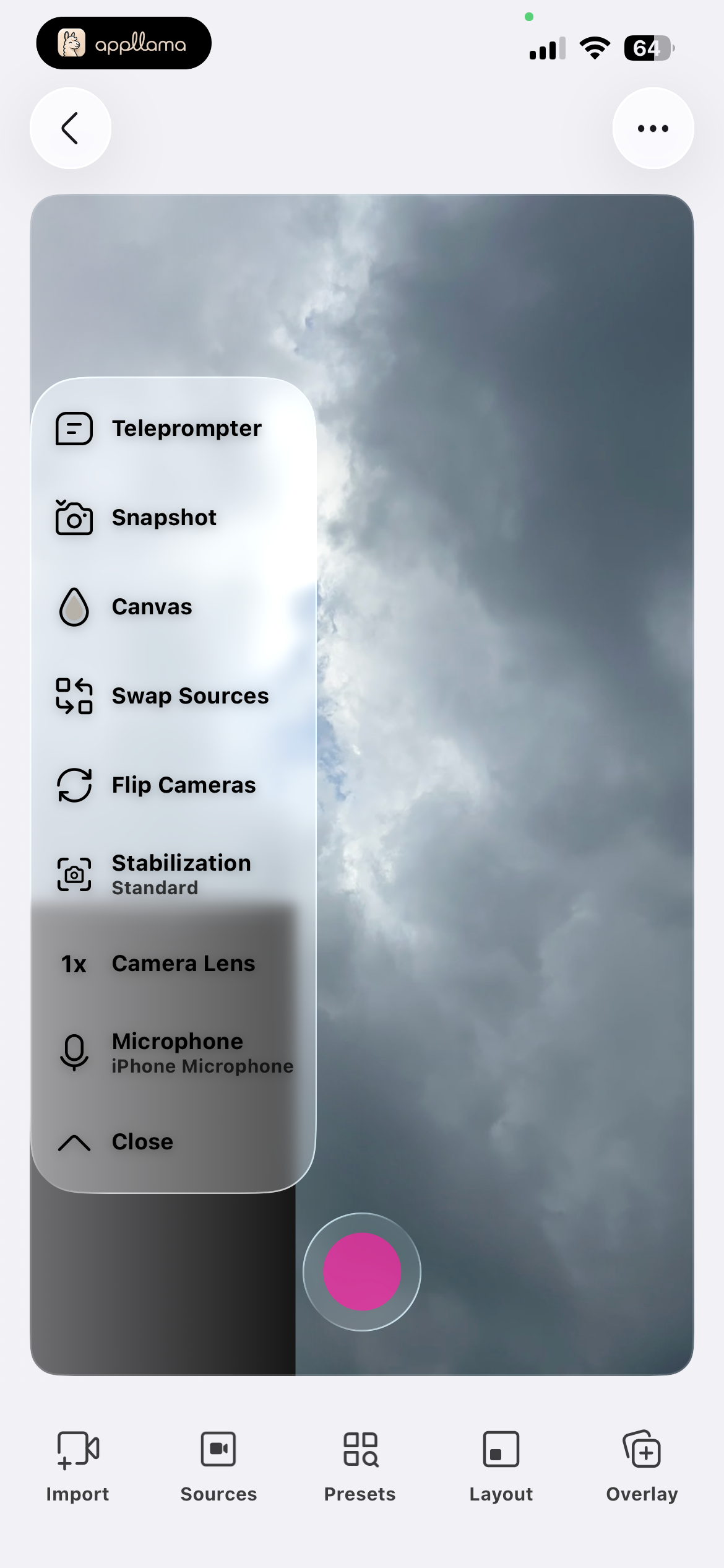 Recording Tools Menu