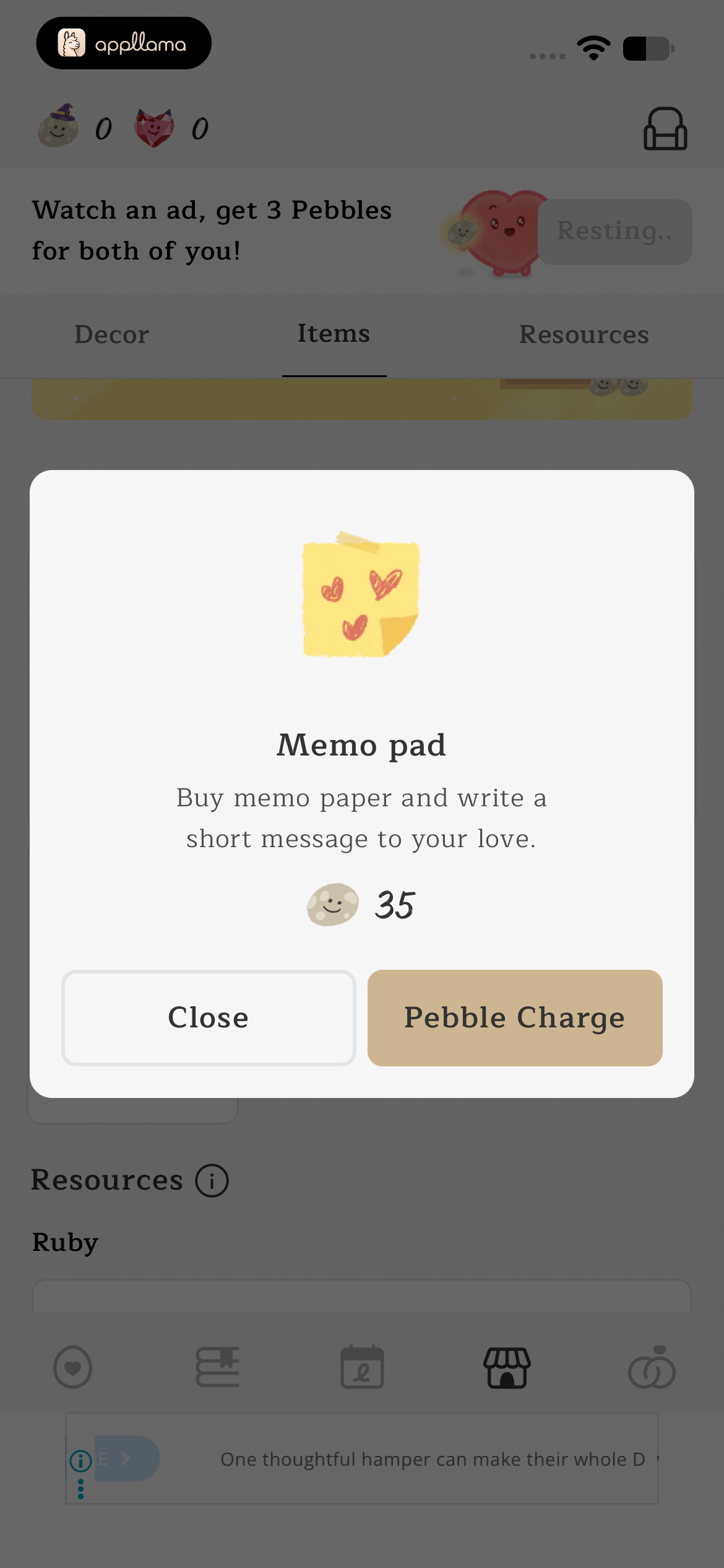 Memo Pad Purchase Modal