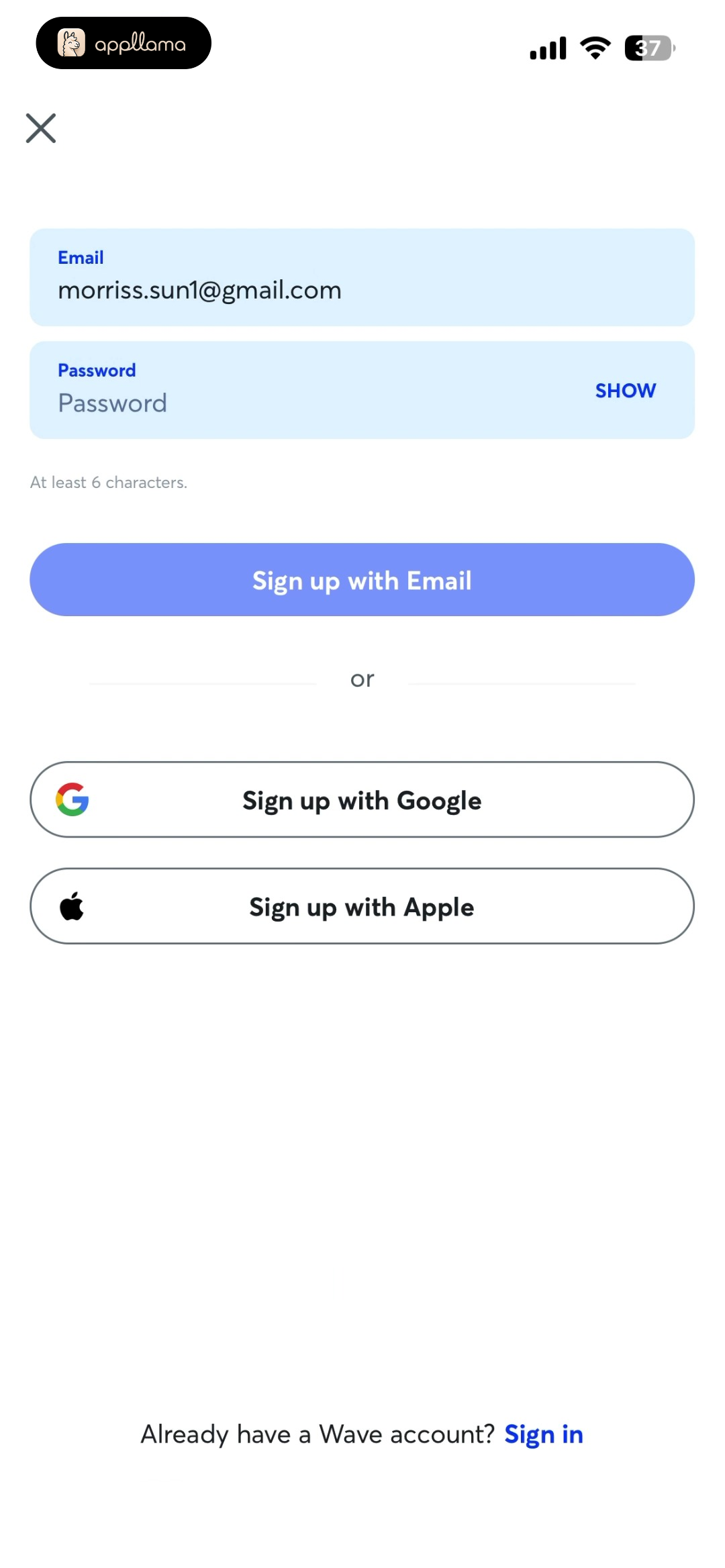 Email Sign Up