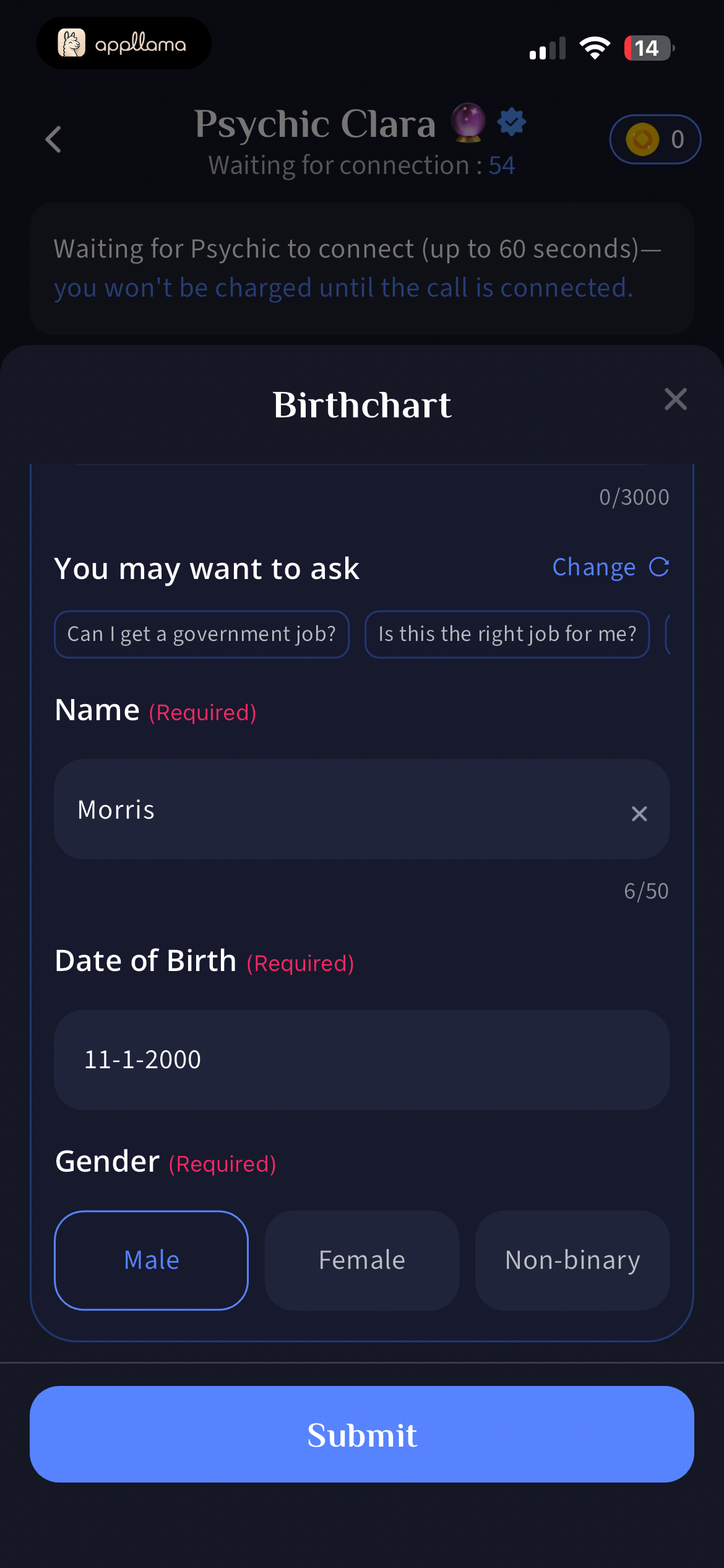 Birthchart Intake Details