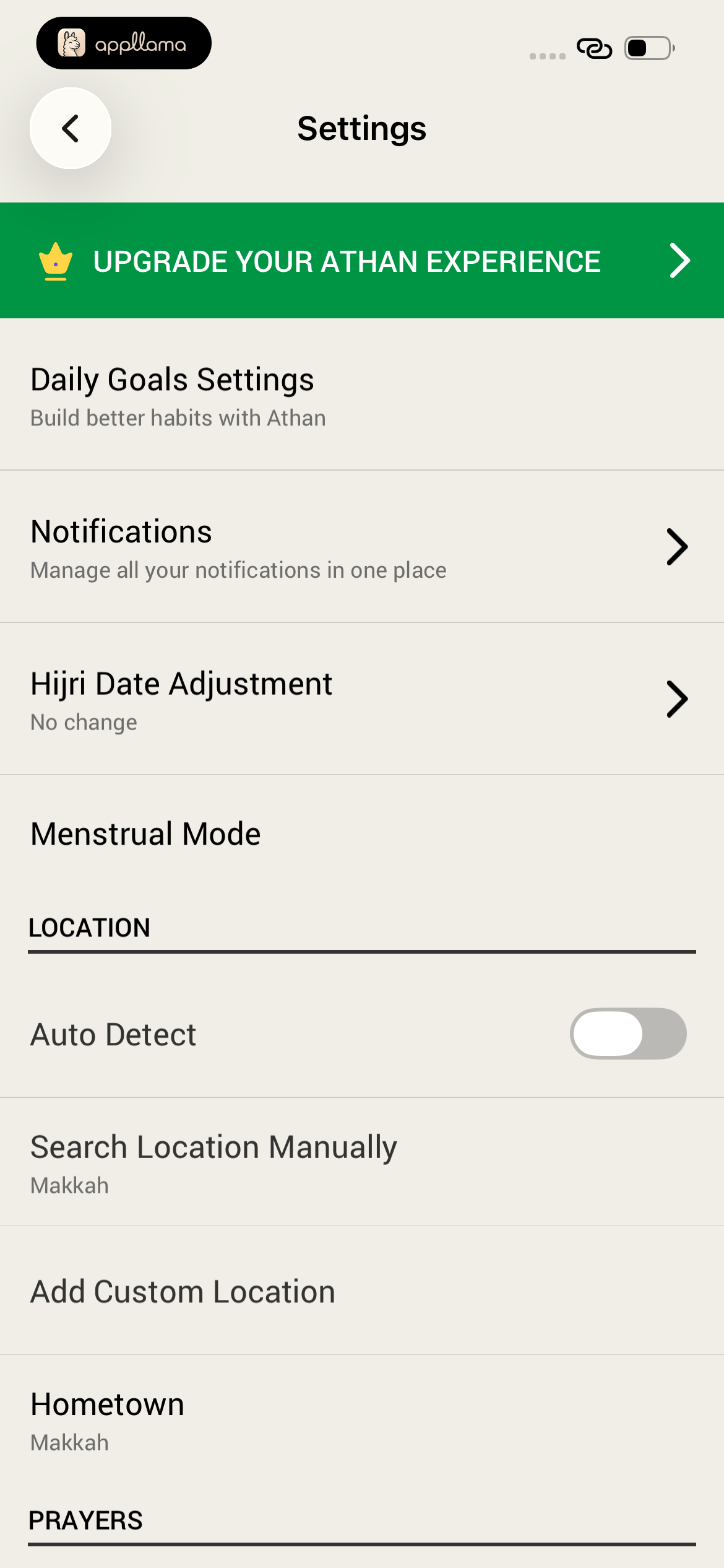 Settings