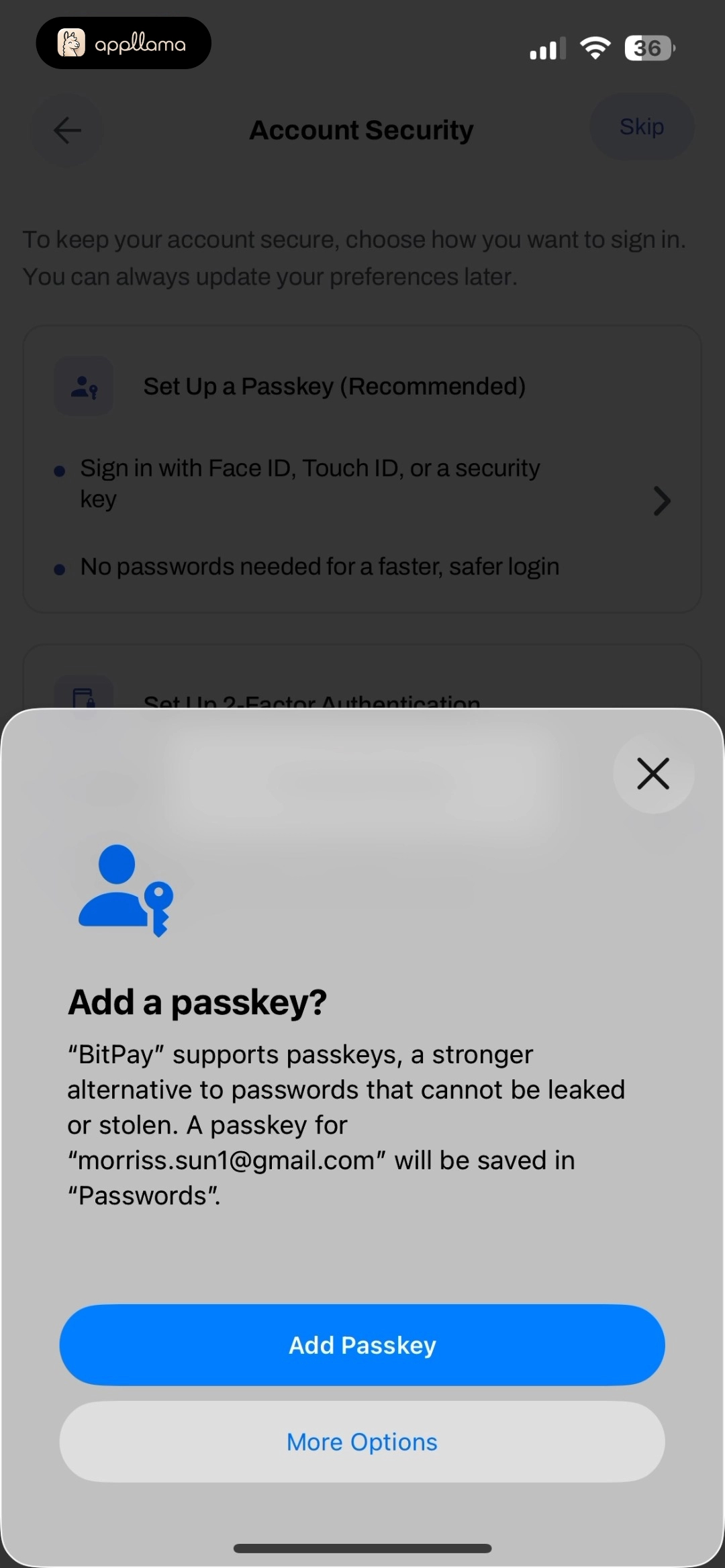 Add Passkey Prompt