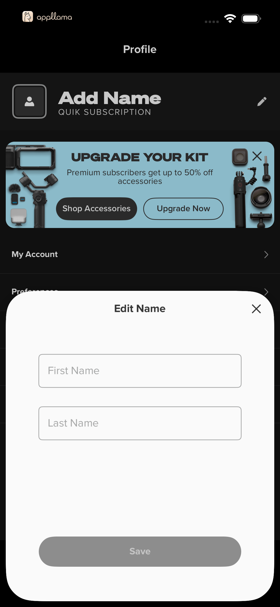 Edit Profile Name