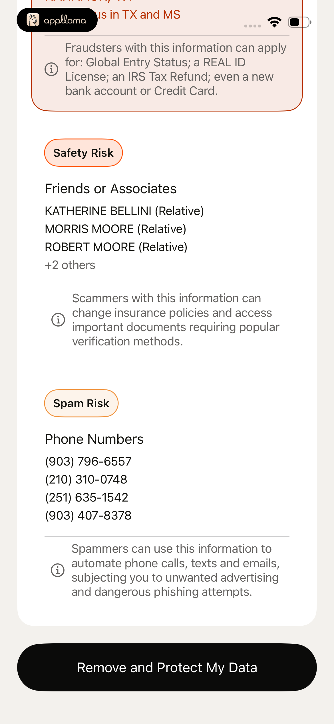 Exposure Risk Details