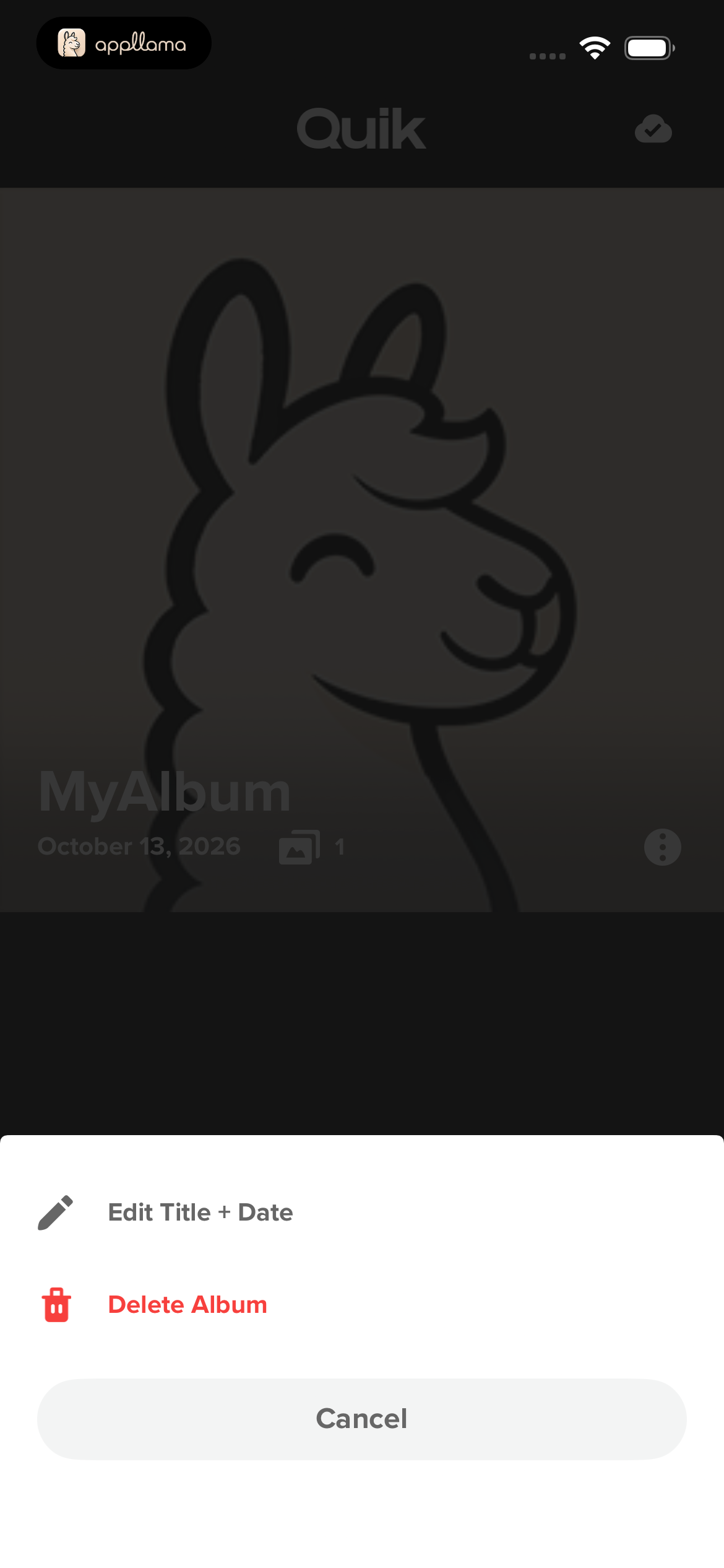 Album Options Sheet