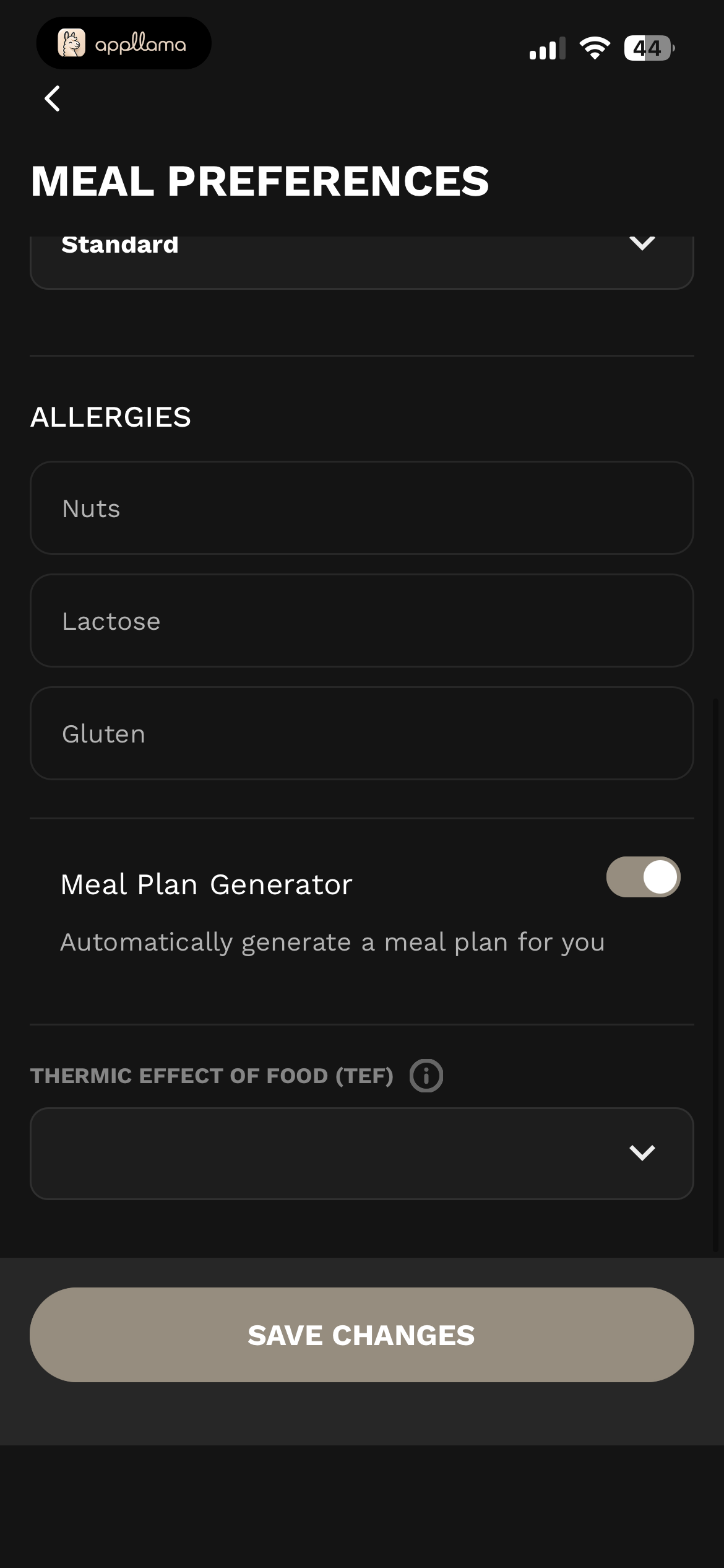 Meal Preferences