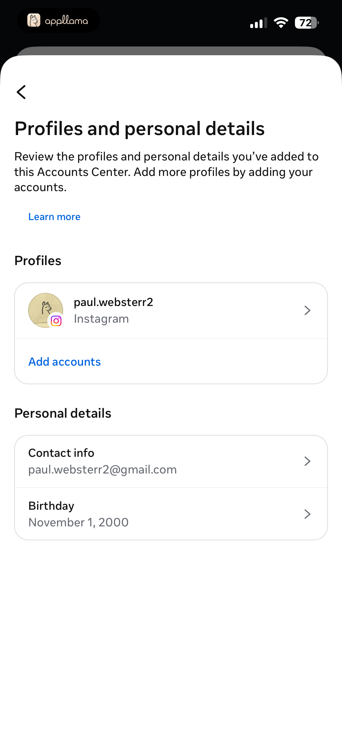 Profiles and Personal Details