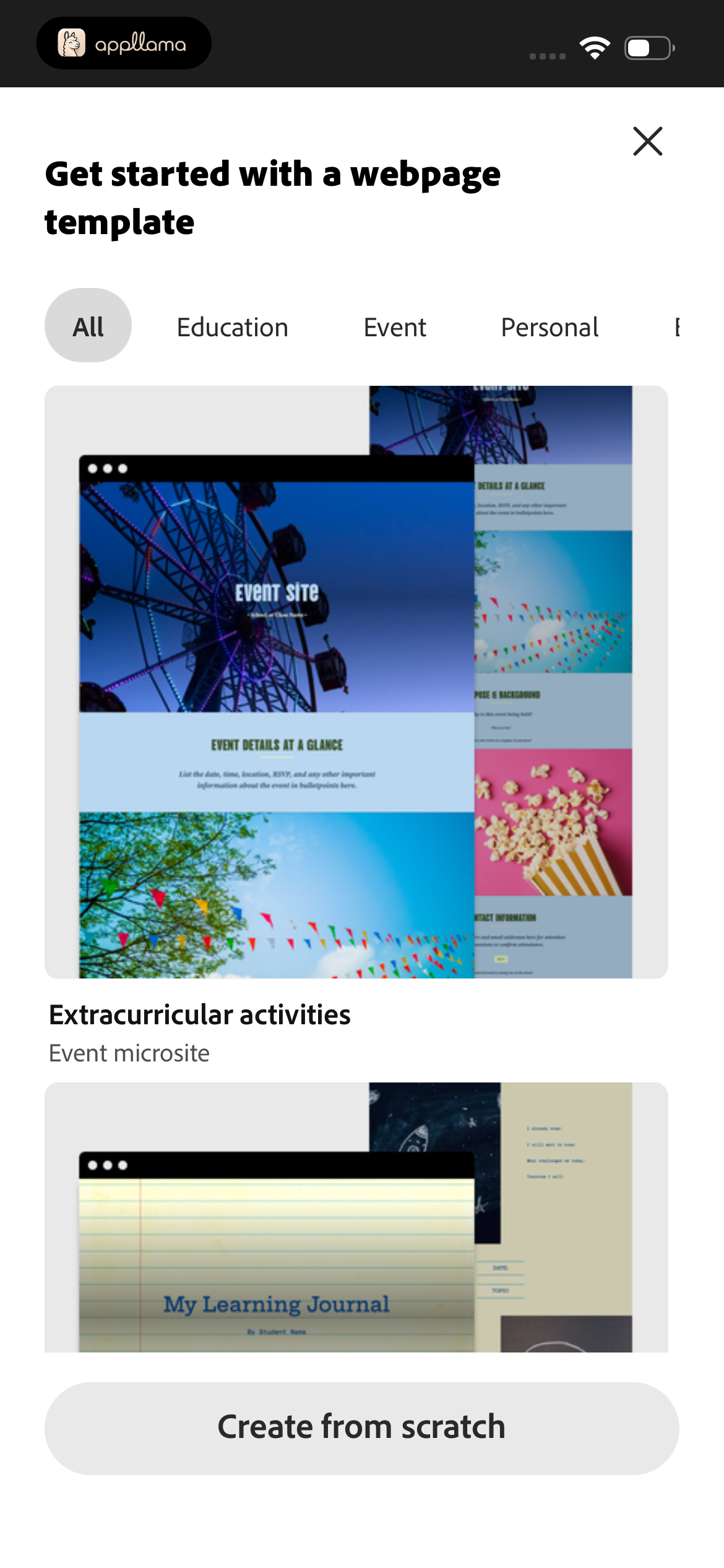 Webpage Template Picker