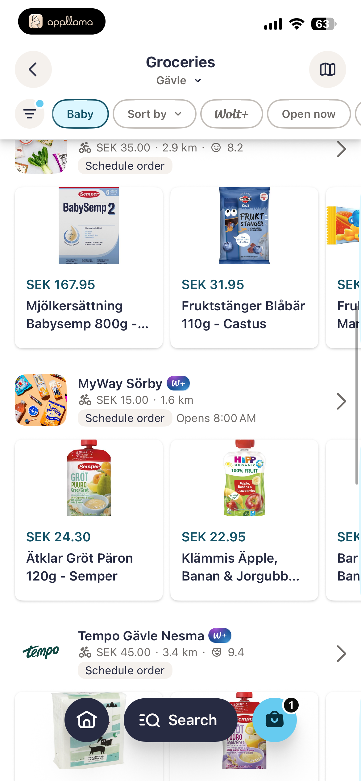 Grocery Results Scrolled