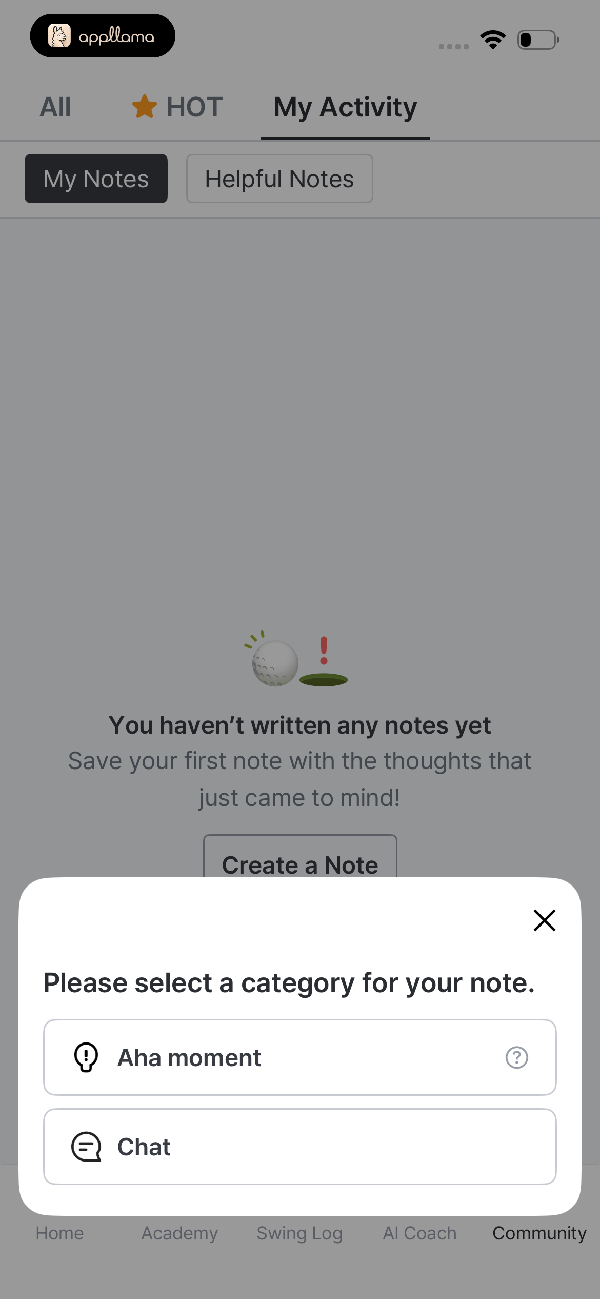 Note Category Picker