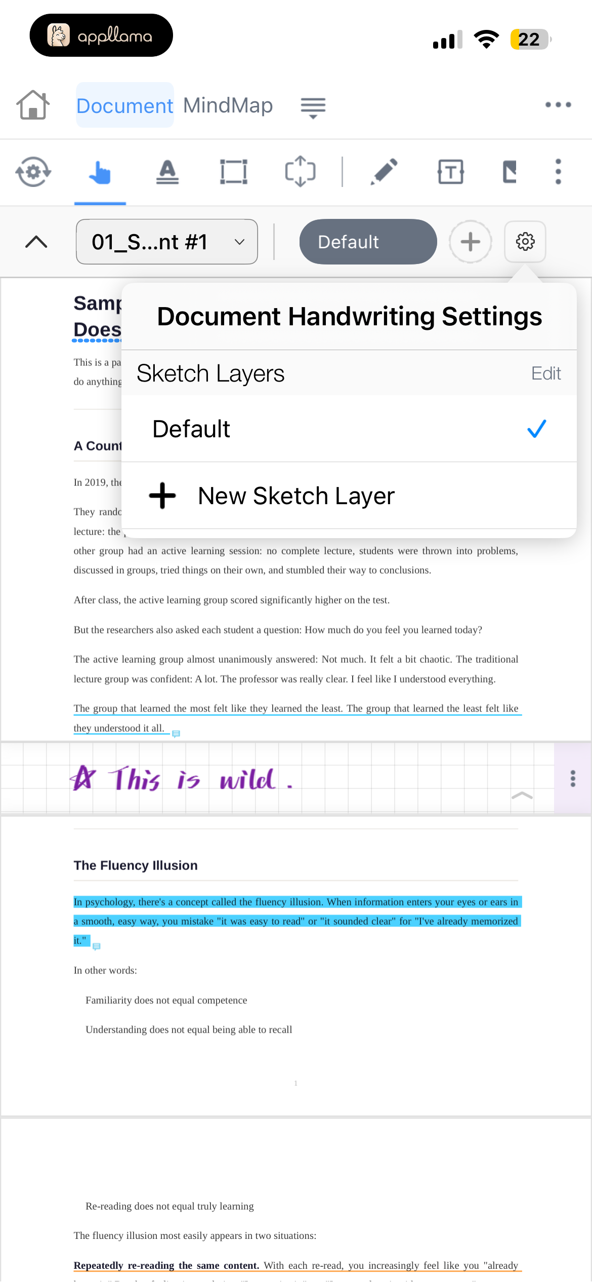 Handwriting Settings