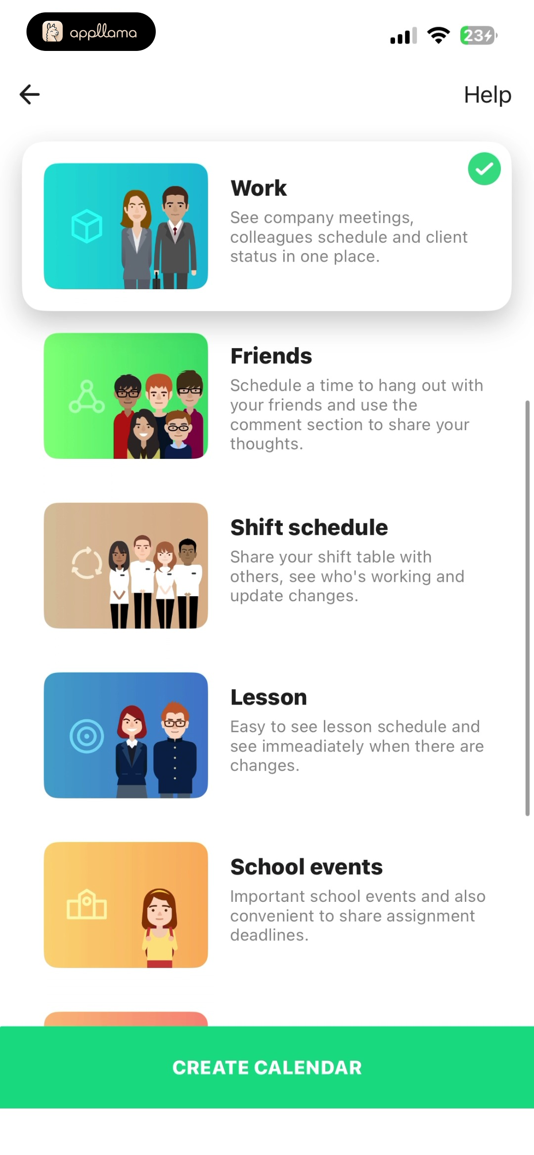 Select Calendar Purpose