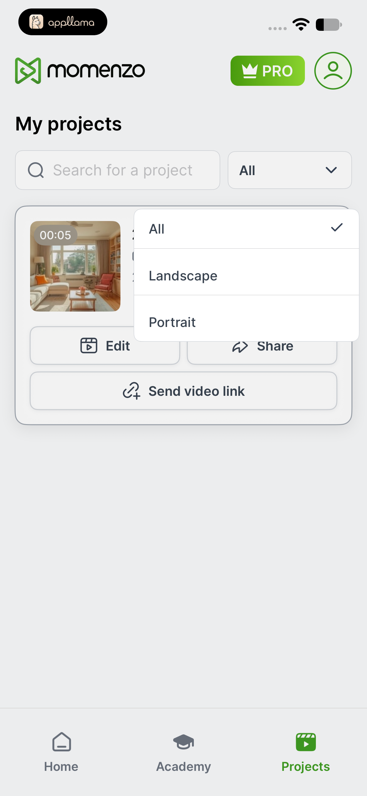 Project Category Filter