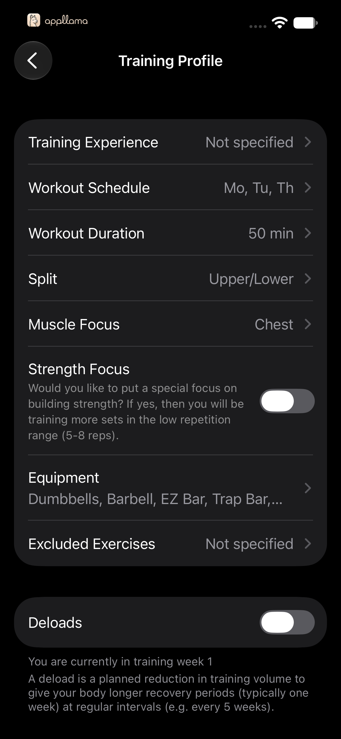 Training Defaults