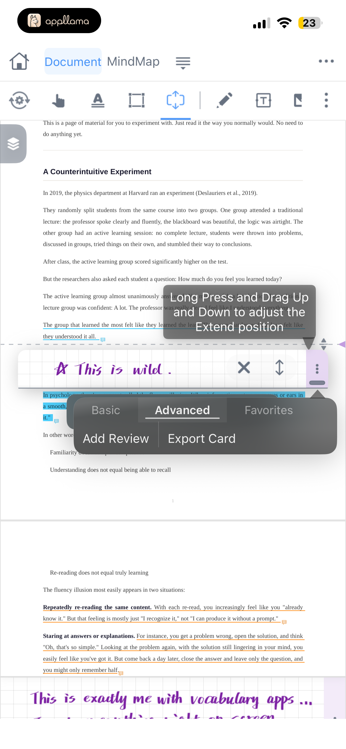 Excerpt Advanced Menu