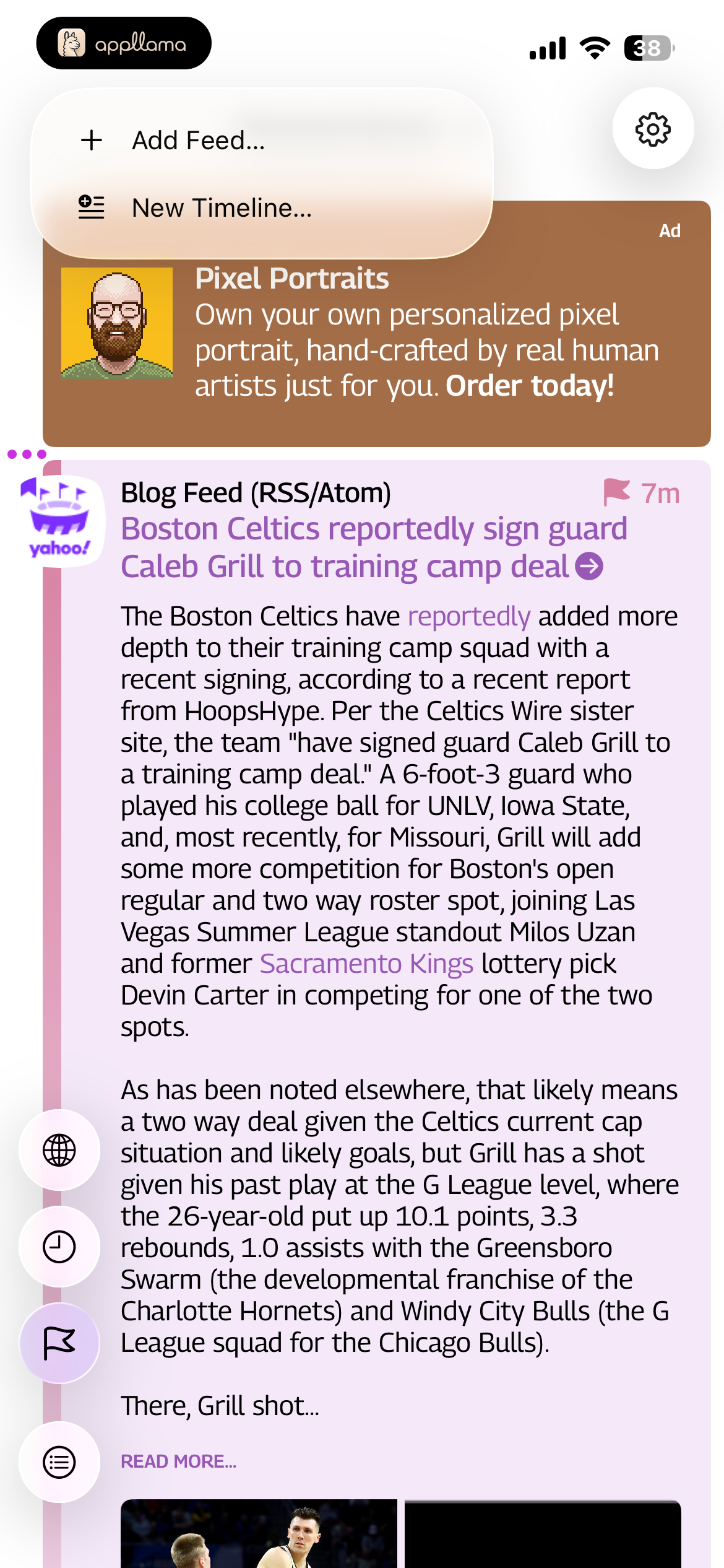 All Feeds Add Menu
