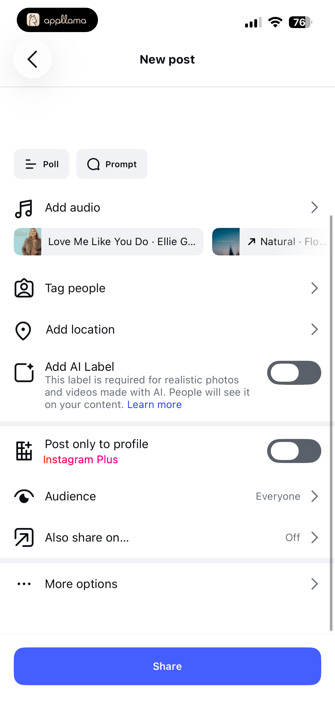 Post Sharing Settings