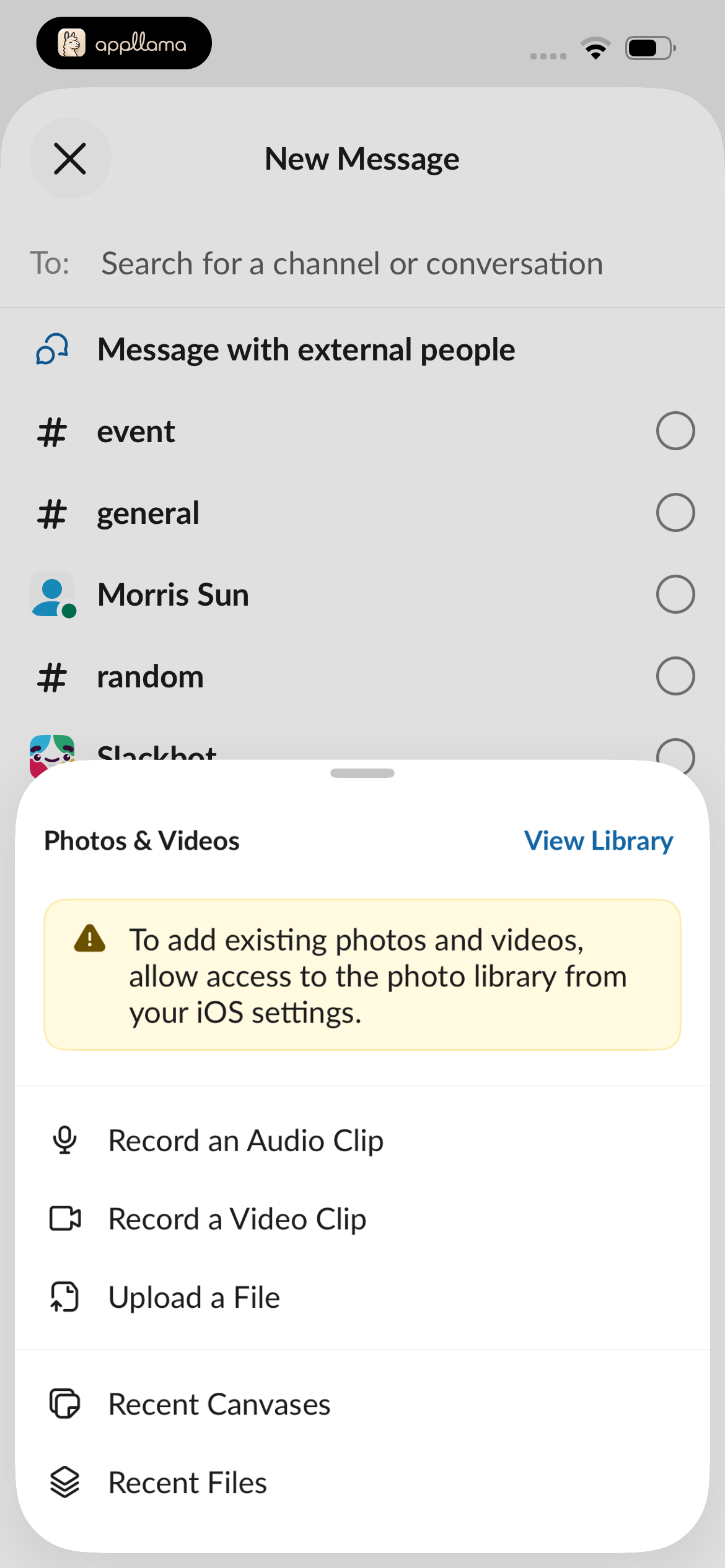 New Message Attachments