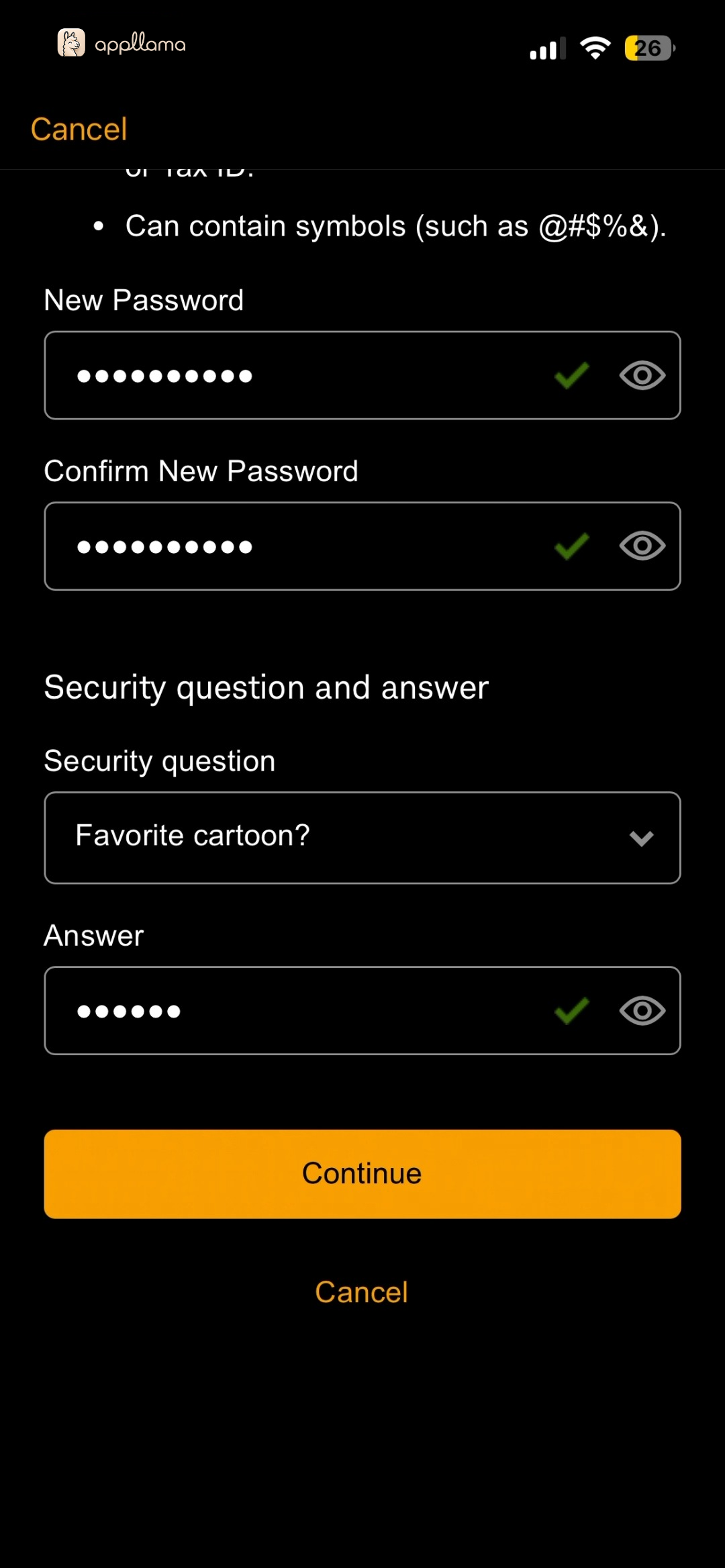 Password and Security Setup