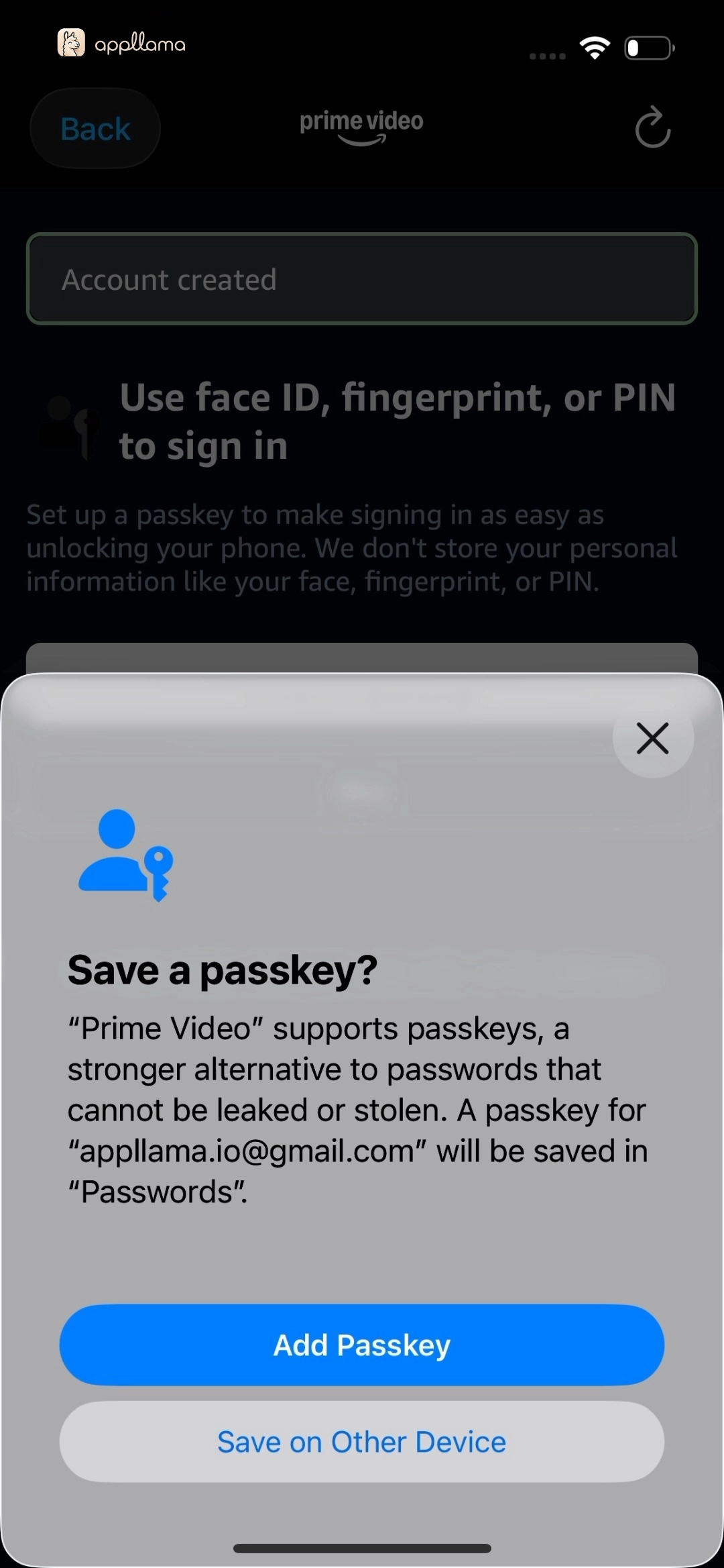 Save Passkey Prompt
