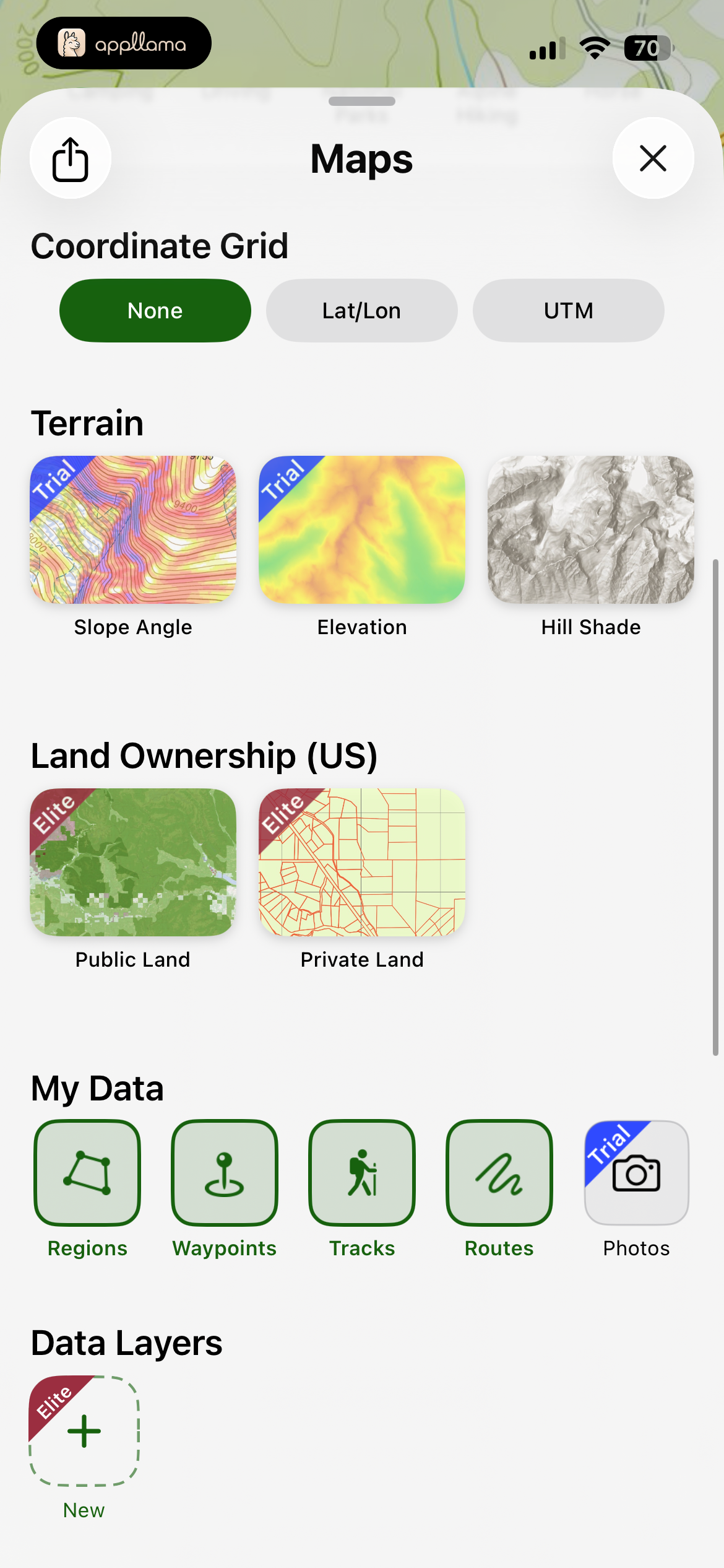 Maps Panel - Data