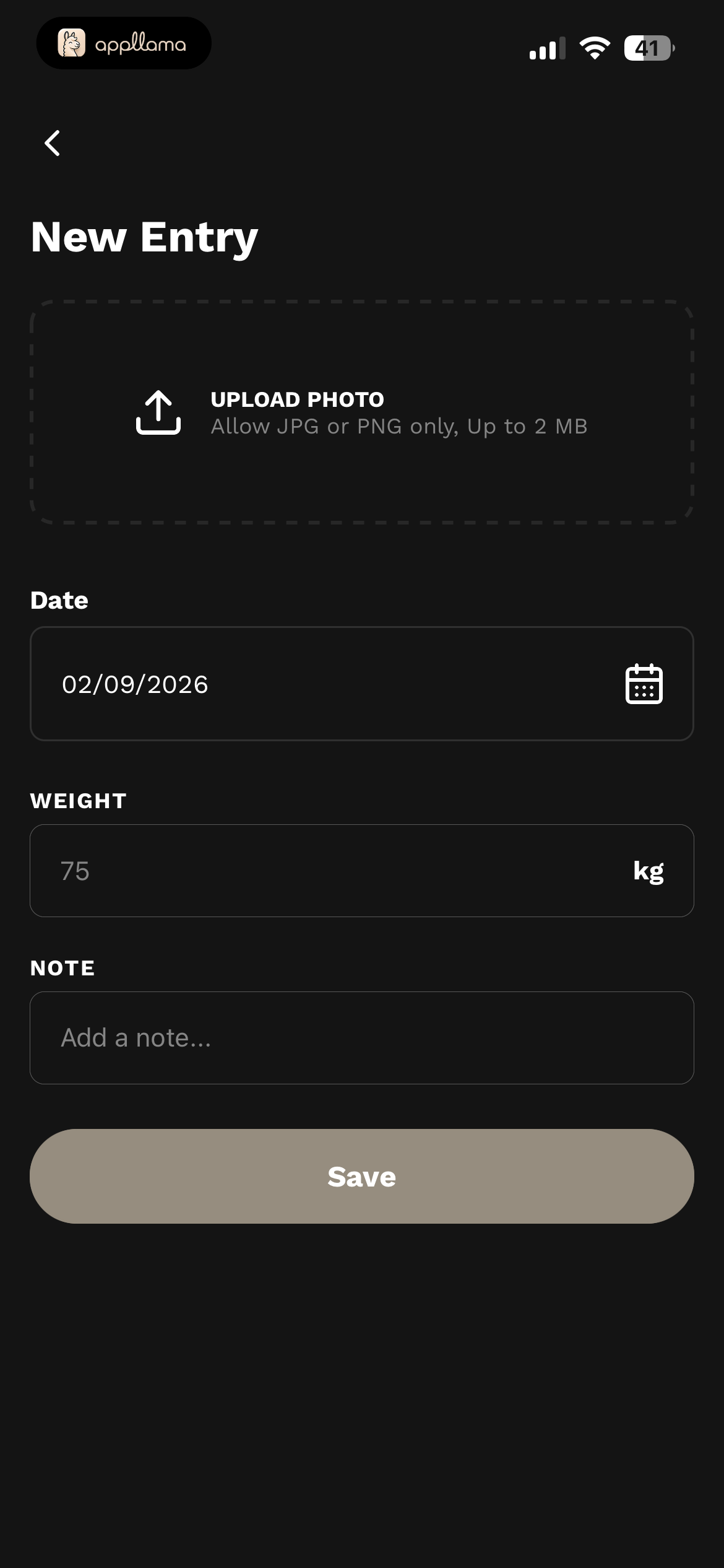 New Progress Entry