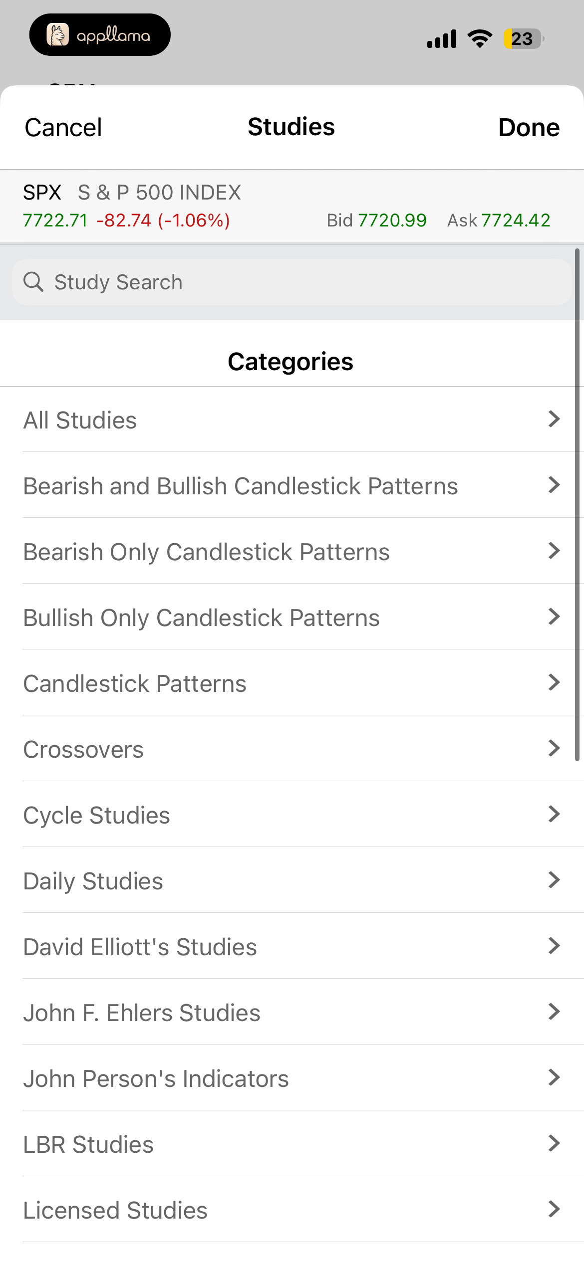 Watchlist Category Picker