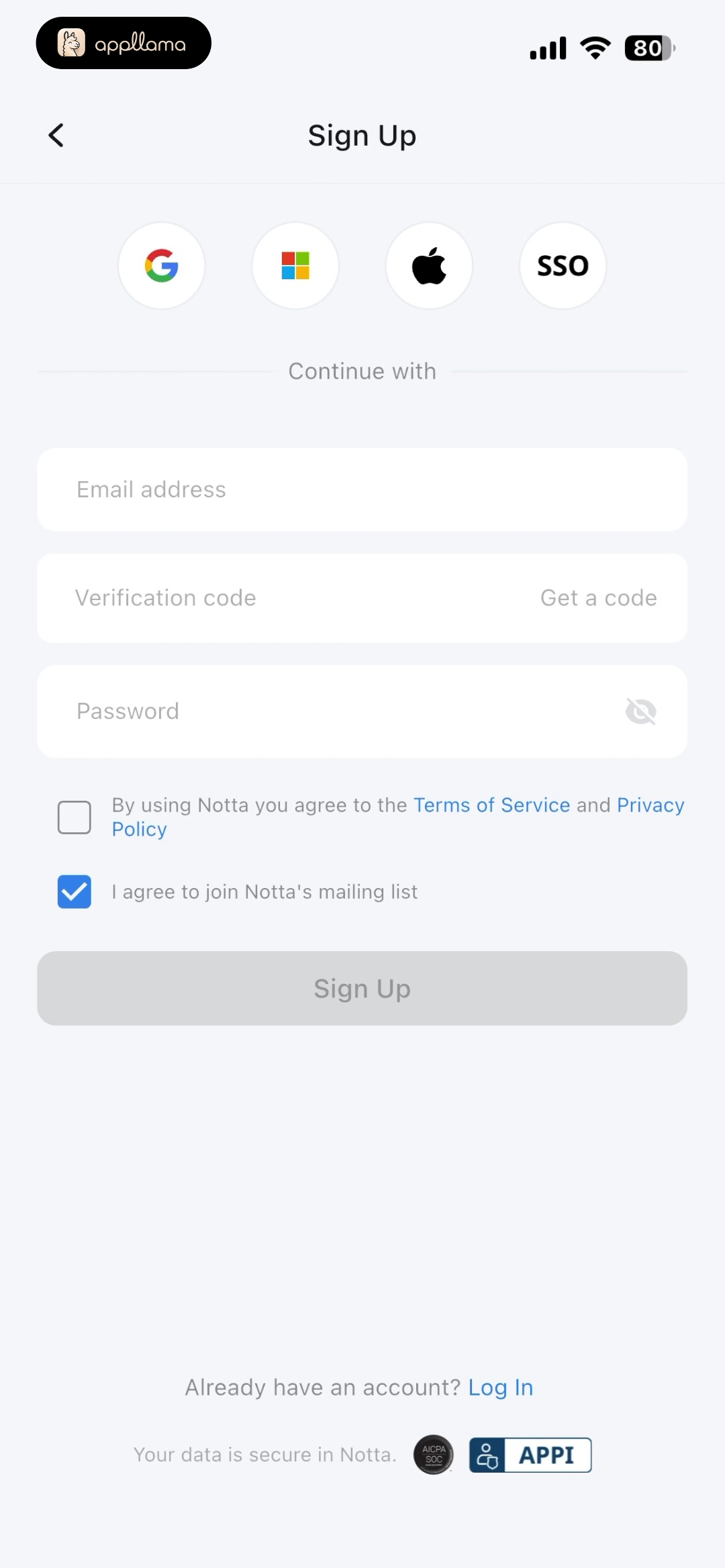 Sign Up