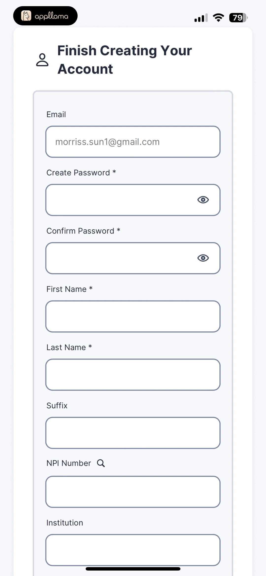Account Setup Form