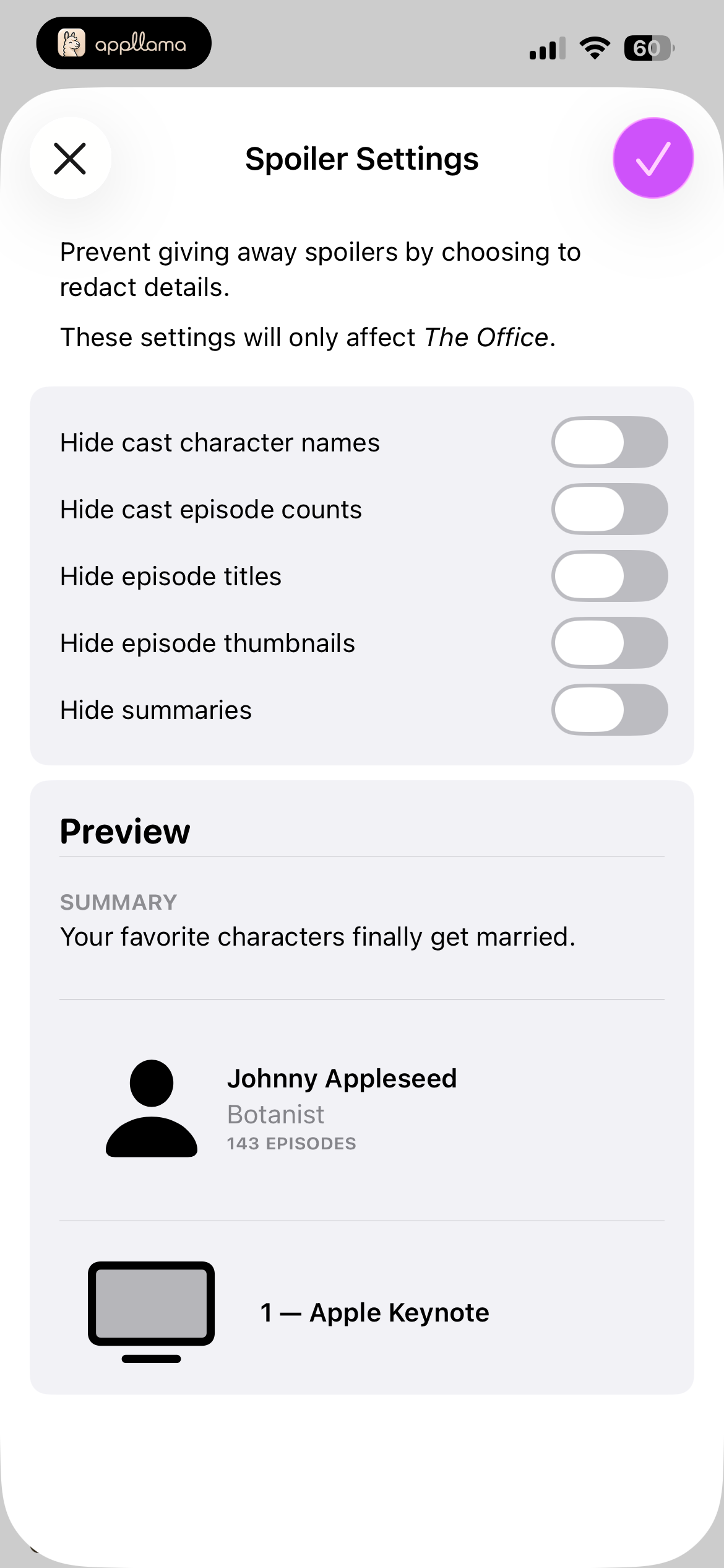 Spoiler Settings