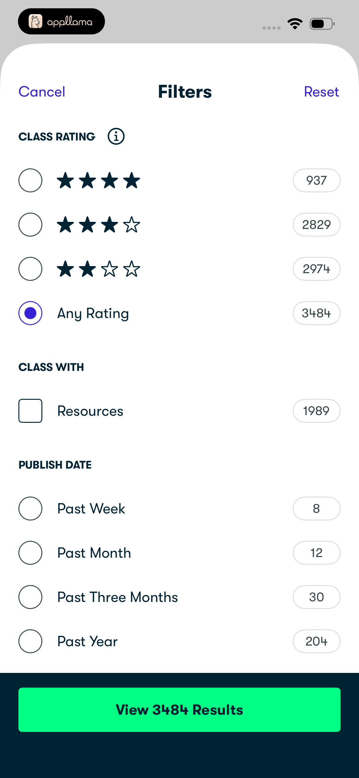 Search Rating Filters