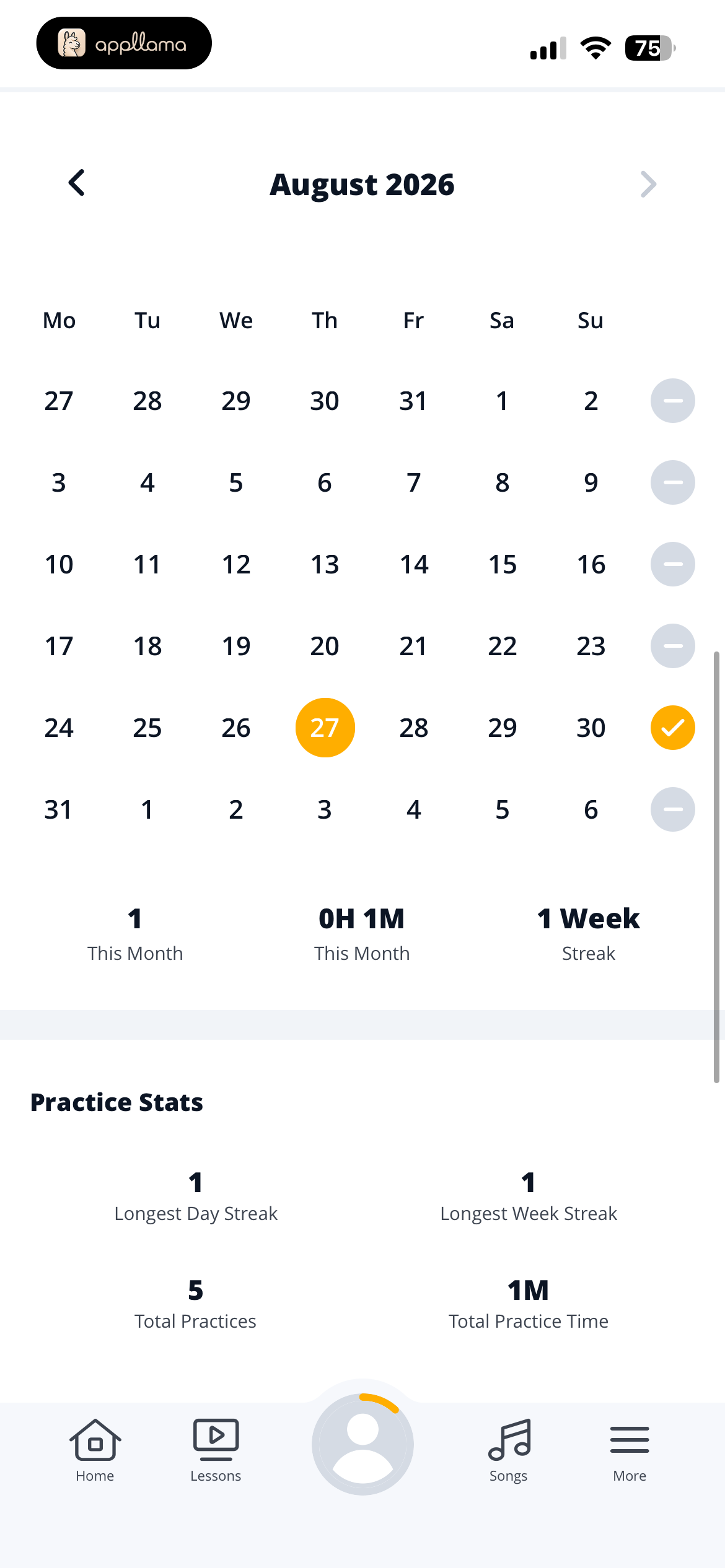 Practice Calendar