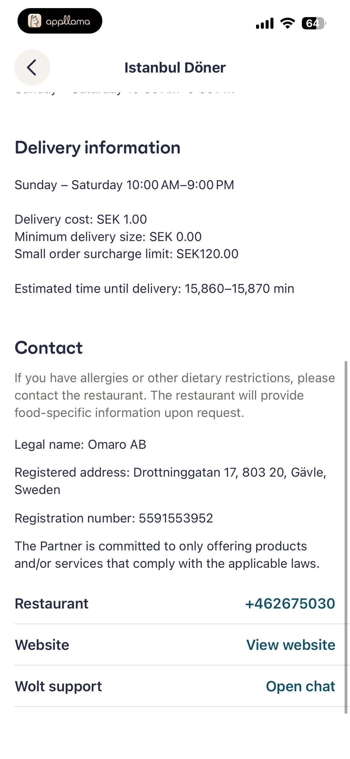 Delivery & Contact Info