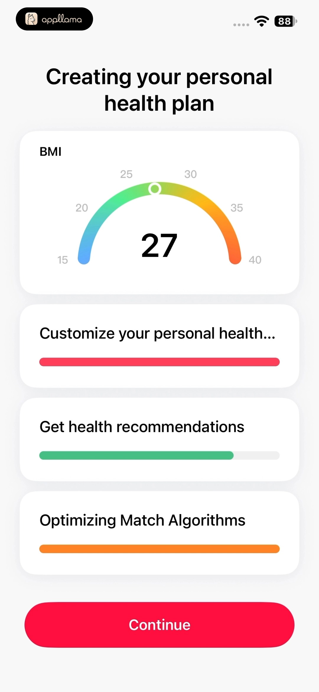 Personal Health Plan Setup