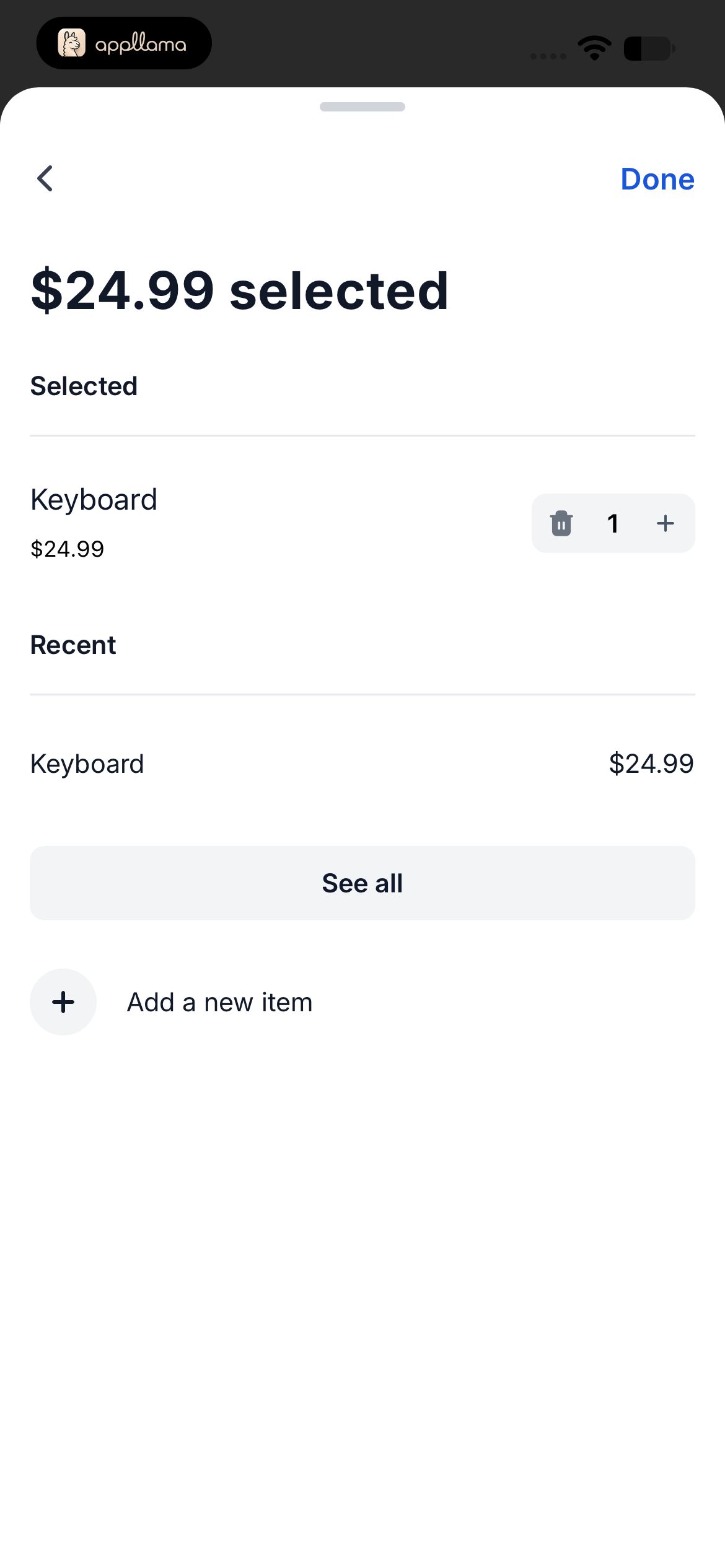 Selected Invoice Items