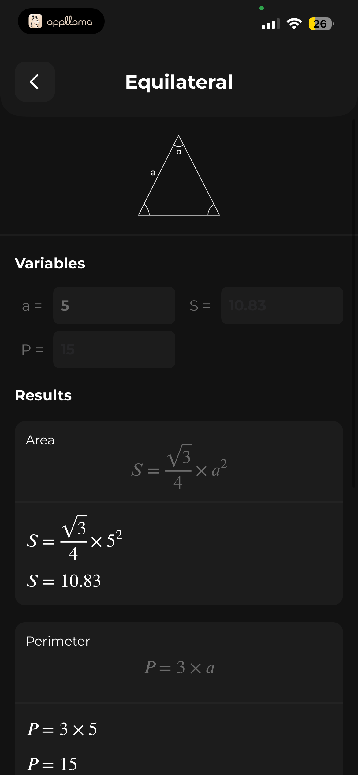 Equilateral Results