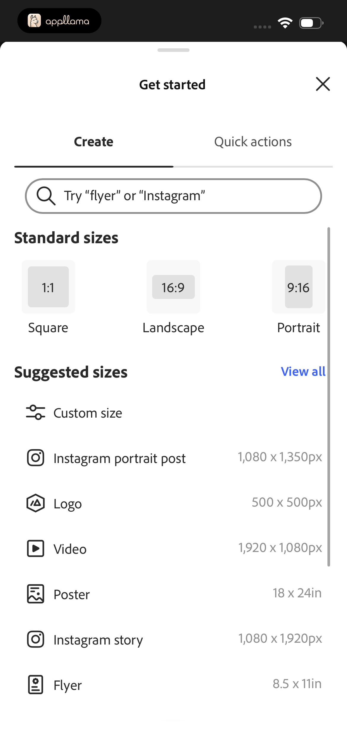 Create Design Sizes